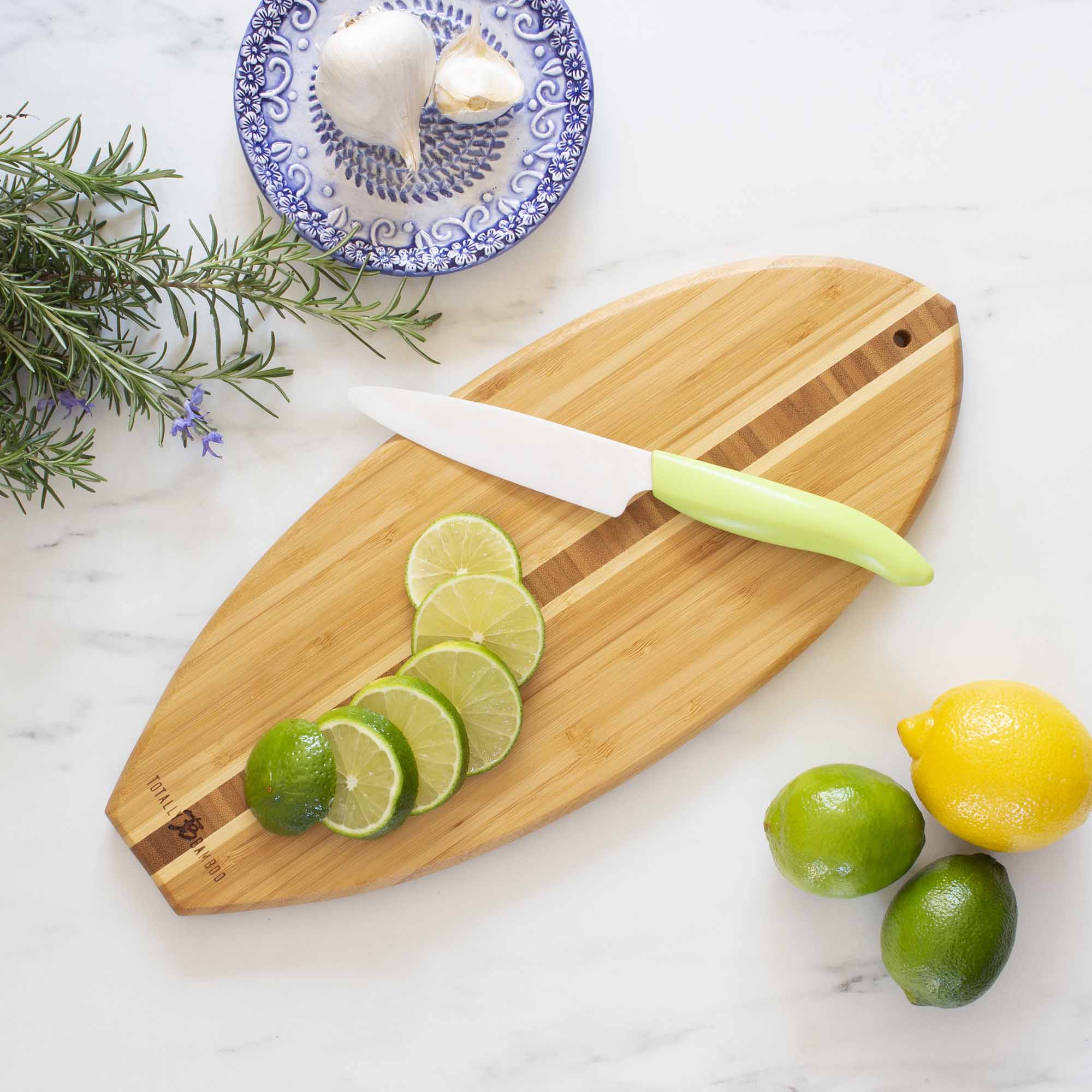 Li'l Surfer Bamboo Cutting Board 14.5 x 6 Inch - Eco-Friendly Kitchen Essential for Meal Prep, Charcuterie & Serving | Perfect for Small Spaces & Beach House Kitchens