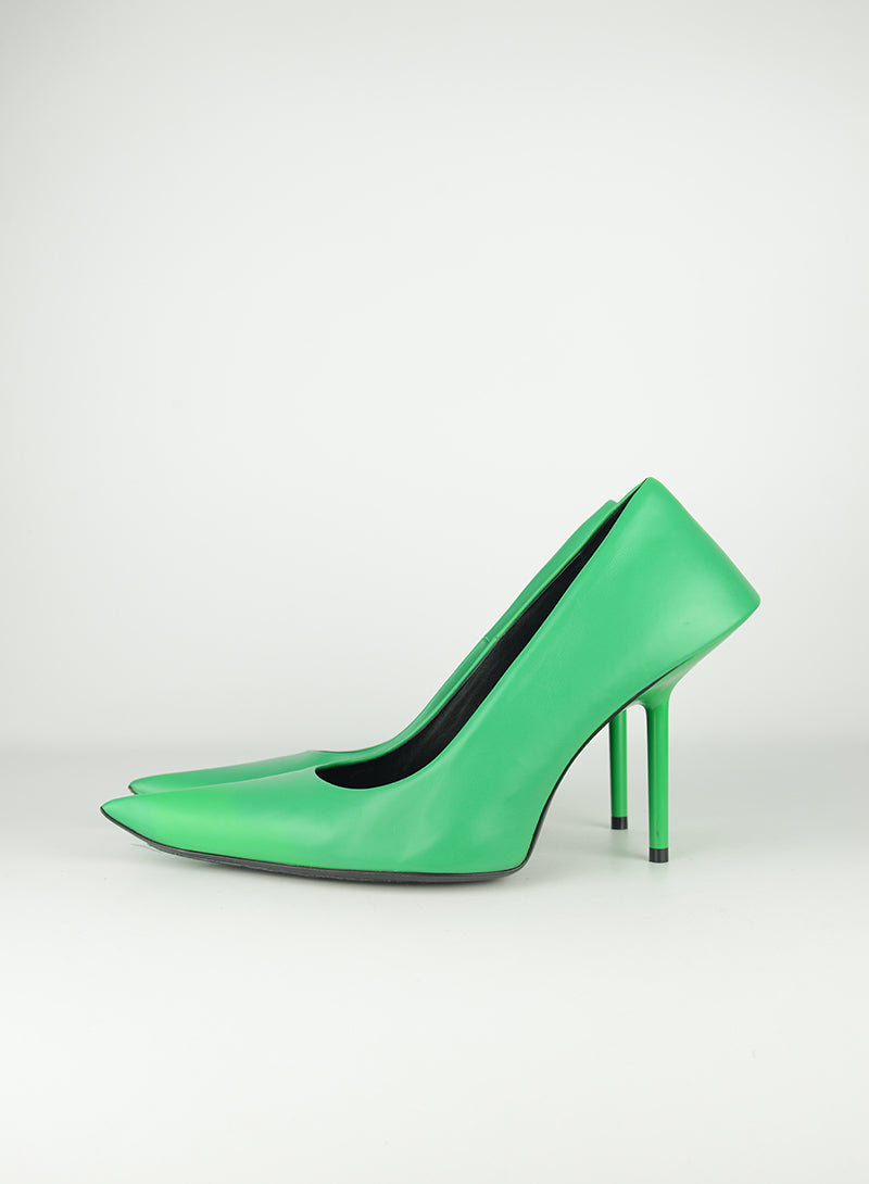 Balenciaga Green Leather Décolléte Heels - Women's Size 39 | Luxury High Heels for Parties, Weddings & Evening Events