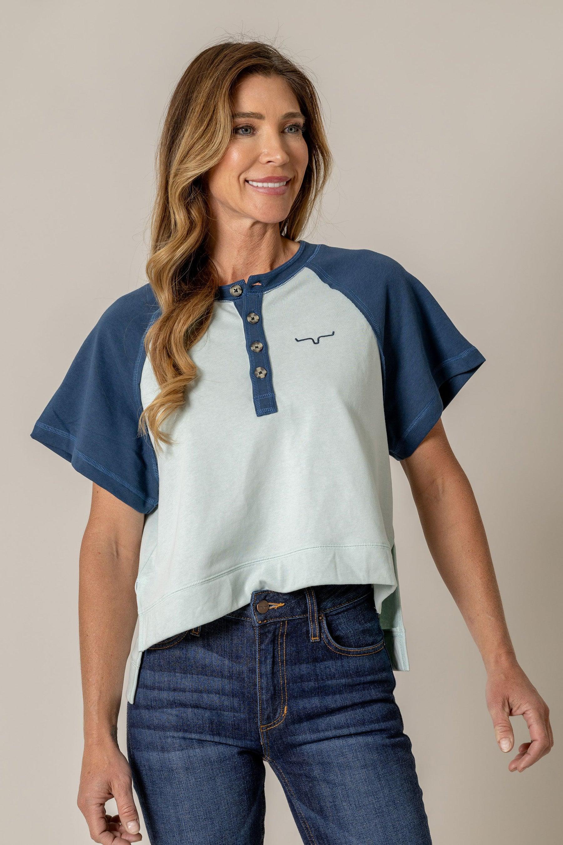 Hellena Cropped Henley Top for Women - Casual Short Sleeve Button-Up Shirt - Perfect for Summer Outfits, Beach Wear & Layering