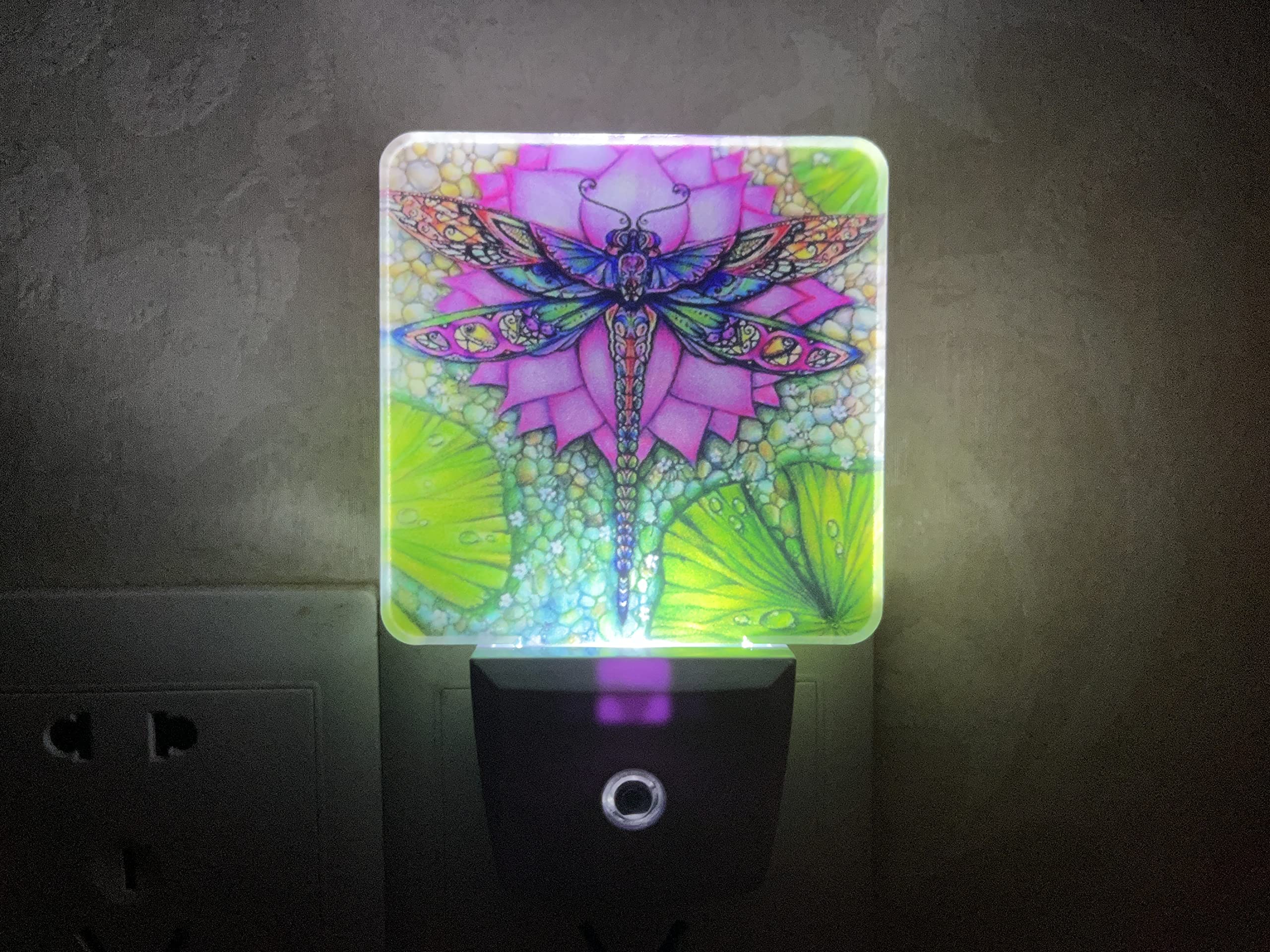 Dimmable Dragonfly Night Light with Auto Sensor - Adjustable Brightness LED Plug-in Lamp for Bedroom, Kids Room, Hallway & Stairs | Auto On/Off, Perfect Gift for Women & Home Decor | Creates Soothing Ambiance for Nighttime Feedings, Bathroom Visits & Safe Navigation