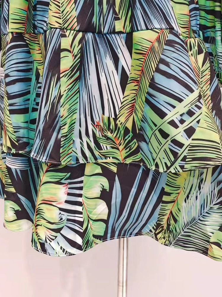 Women's V-Neck Long Sleeve High Waist Colorblock Mini Dress - Beach Style Print Summer Casual Dress for Women, Perfect for Vacation, Party and Daily Wear