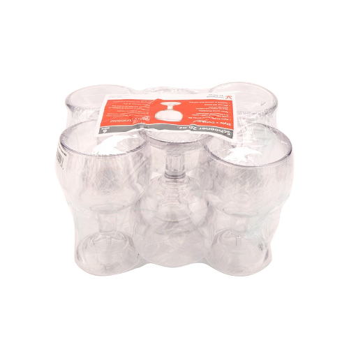 Premium 20 oz. Clear Melamine Plastic Schooner Cups - Shatterproof & BPA-Free - Pack of 6 - Perfect for Restaurants, Bars, Parties & Outdoor Events