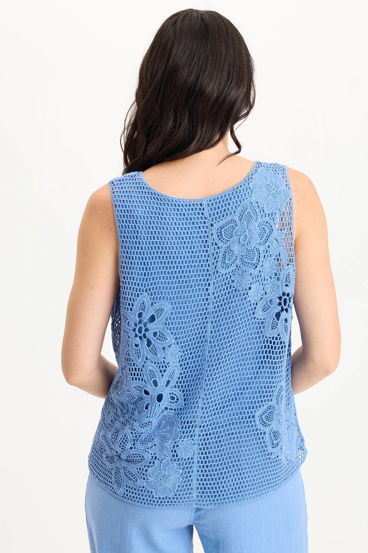 Chariss Women's Crochet V-Neck Tank Top - Summer Boho Lace Knit Cami for Beach, Music Festivals & Casual Outings