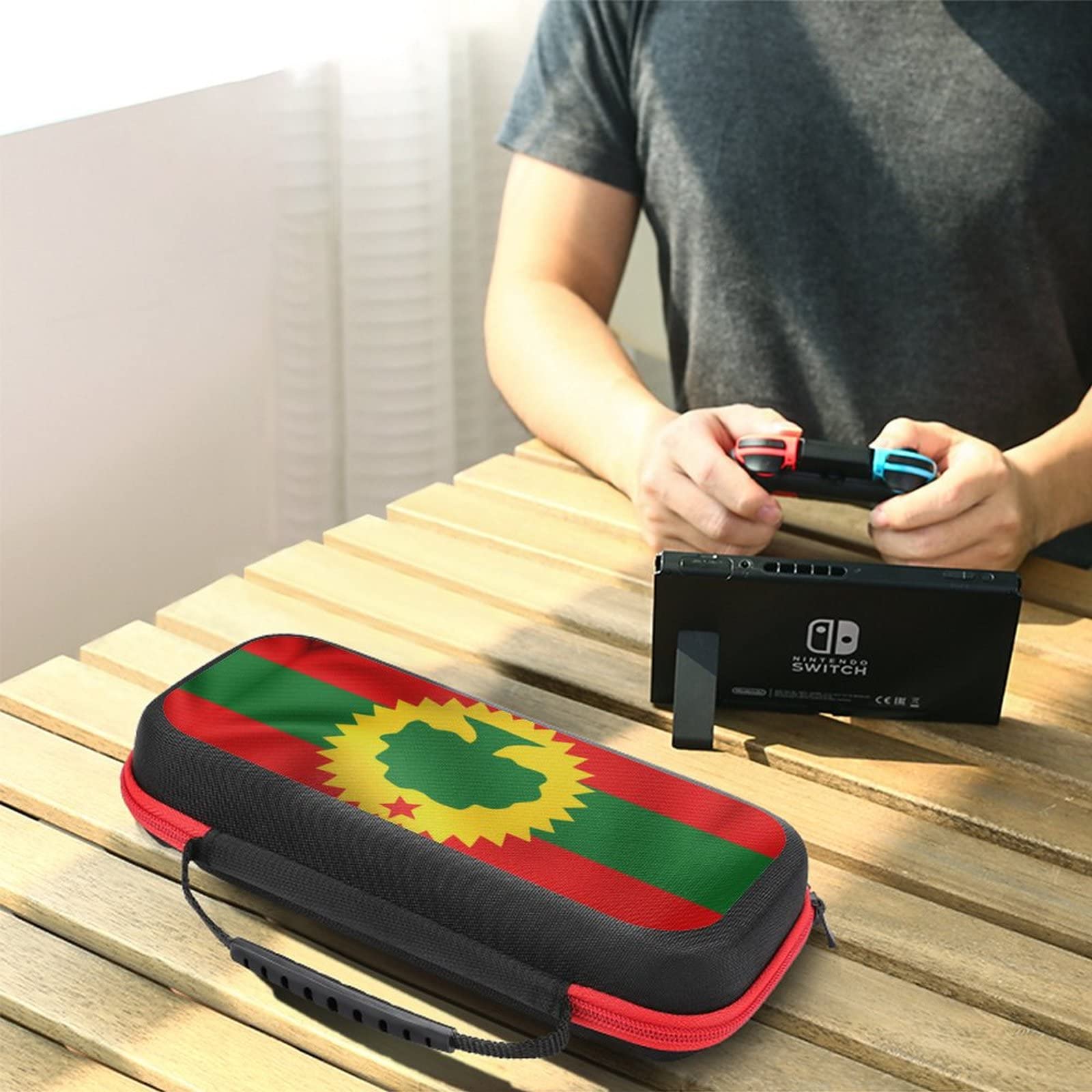 Oromo Liberation Front Flag Design Nintendo Switch Carrying Case - Portable Travel Cover with 20 Game Card Slots - Perfect for Gaming On-The-Go & Travel Accessories