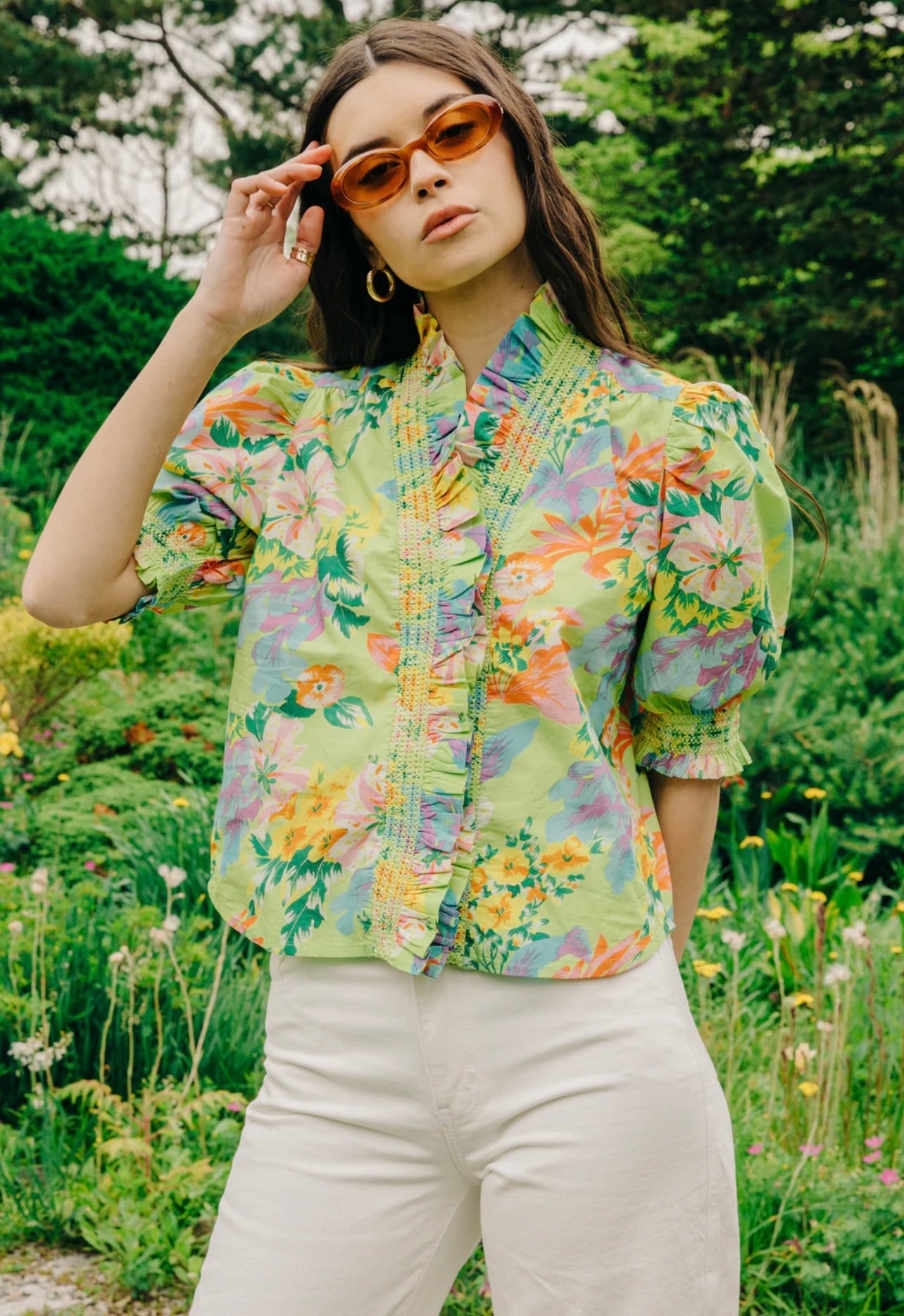Zuri Women's Short Sleeve Blouse - Floral Print Mitzi Top for Casual Wear | Perfect for Summer Outfits, Office & Date Night
