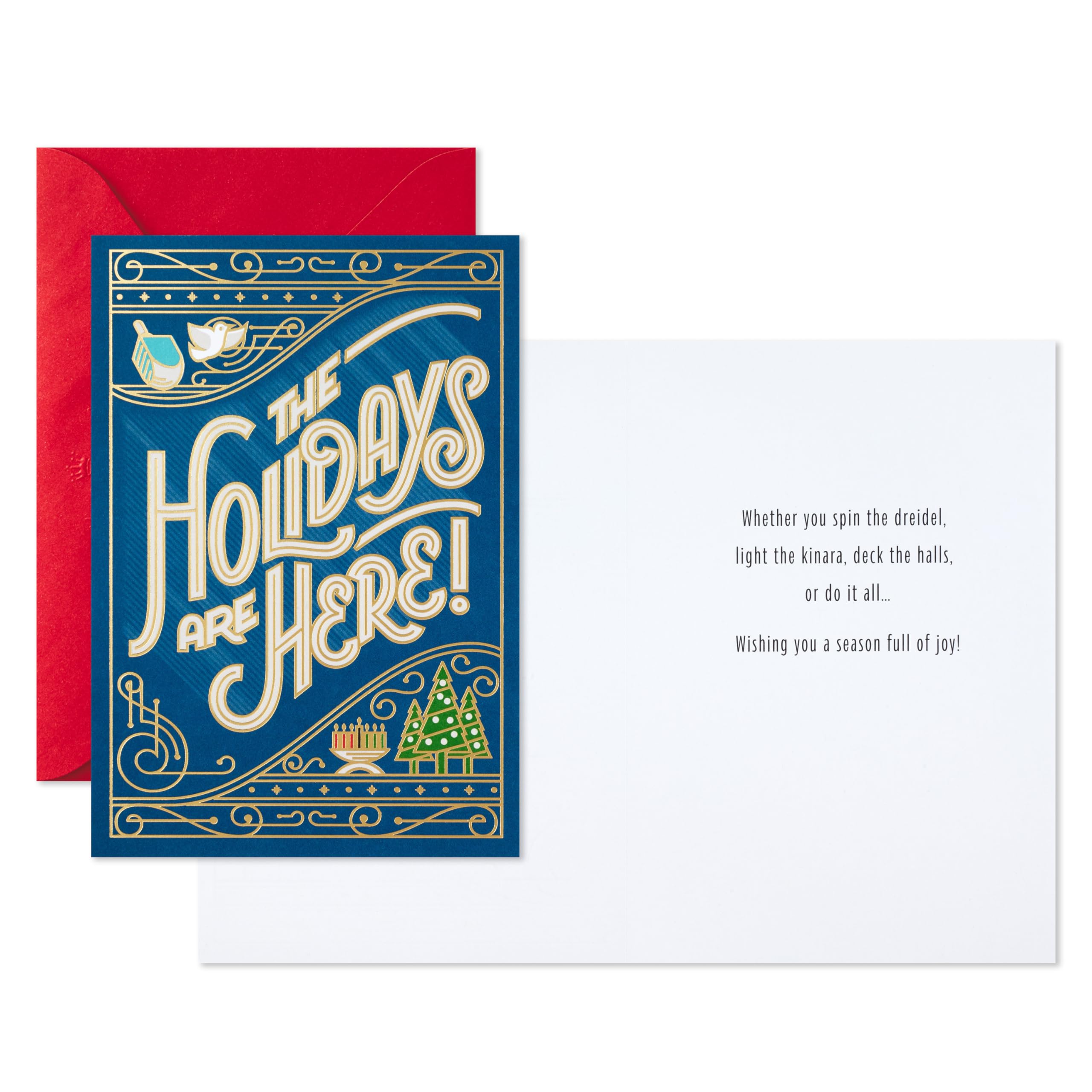 Hallmark Holiday Greeting Cards Set - Christmas, Hanukkah & Kwanzaa (6 Premium Cards with Envelopes) for Family, Friends & Office Celebrations