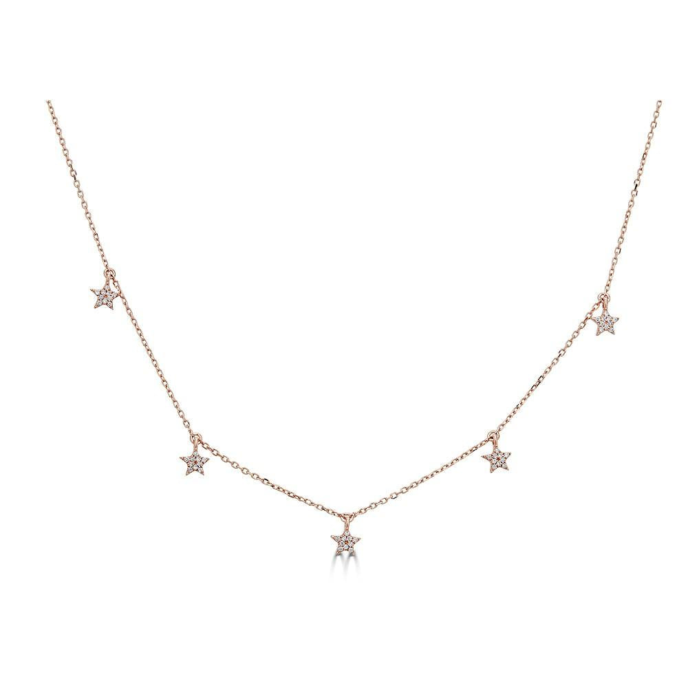 14KT Gold Diamond Star Necklace - .15 CTW 5 Pavé Star Pendant for Women, Elegant Jewelry Gift for Birthday, Anniversary & Valentine's Day | Perfect for Everyday Wear & Special Occasions