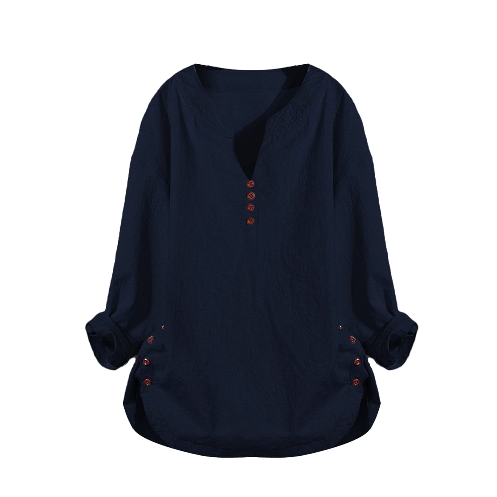 Women's Long Sleeve Blouse - Solid Color Loose Fit Tunic Top for Casual & Office Wear | Sexy Daily Wear & Layering Essential