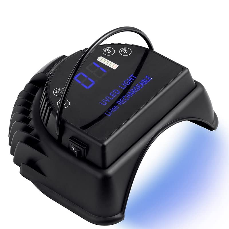 64W Rechargeable Pro LED Gel Nail Lamp - UV/LED Nail Dryer for Gel Polish Curing - Cordless & Portable Manicure Light (Black) | Perfect for Home Salon, Nail Art DIY & Professional Nail Technicians