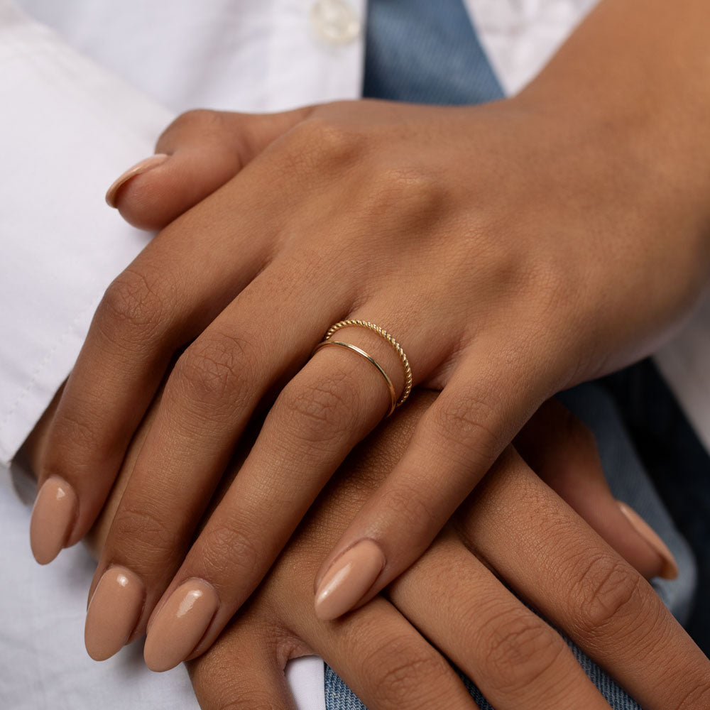 10k Gold Thin Plain Stacker Ring - Dainty Minimalist Band for Everyday Wear, Stacking & Layering - Perfect for Gifting & Special Occasions