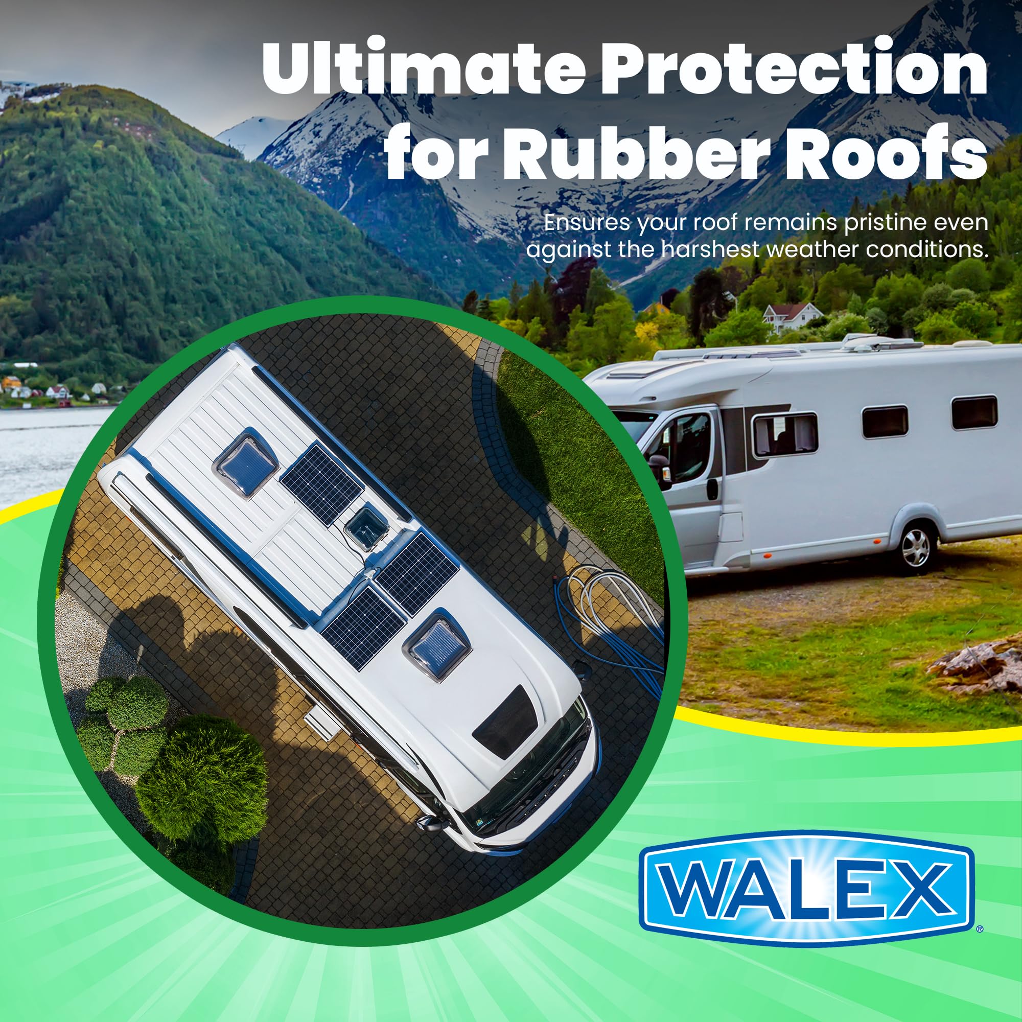 Walex RV Rubber Roof Cleaner & Conditioner - 32 oz | Removes Dirt, Road Grime, Tree Sap, Bird Droppings | Protects & Conditions RV Roof | Ideal for RVs, Campers, Motorhomes, Trailers | Perfect for Outdoor Travel & Camping Maintenance