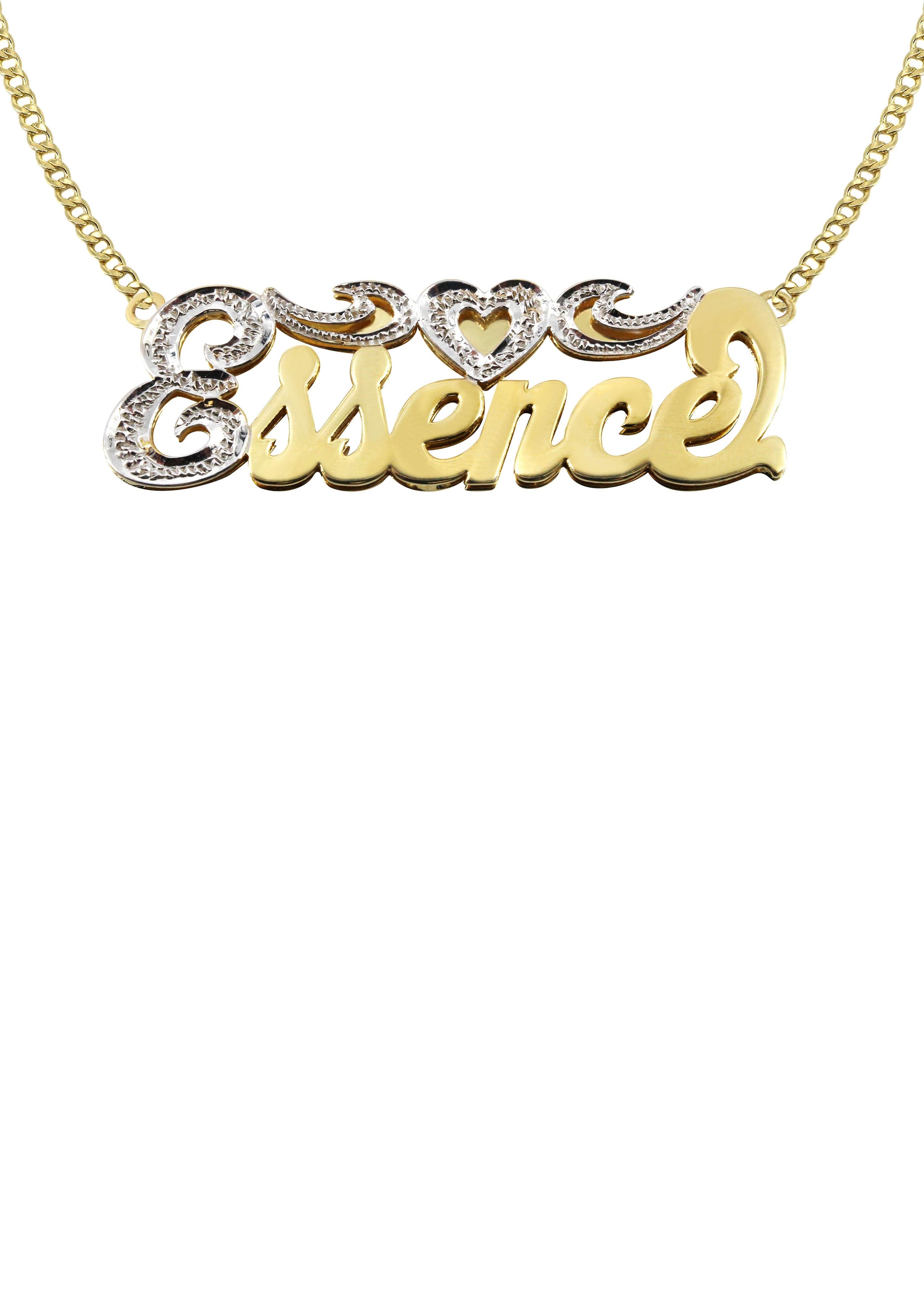 14K Gold Two Tone Diamond Cut Name Plate Necklace - Personalized Custom Name Jewelry for Women | Perfect for Birthdays, Anniversaries & Gifts