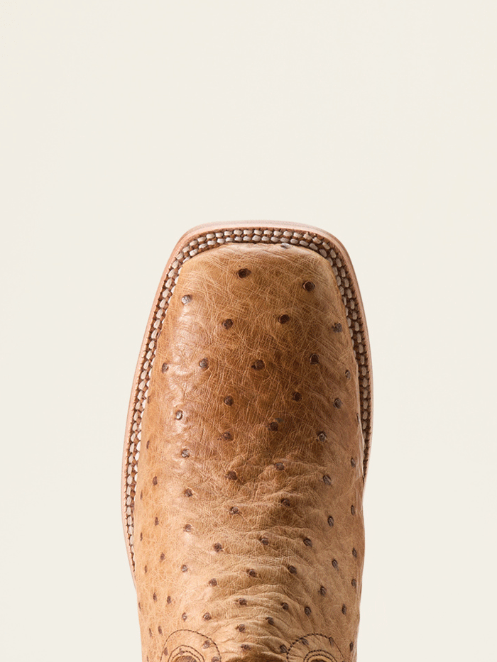 Ariat Men's Rio Full Quill Ostrich Cowboy Boots in Honey Tan - Western Style Riding Boots for Country Music Festivals & Rodeo Events