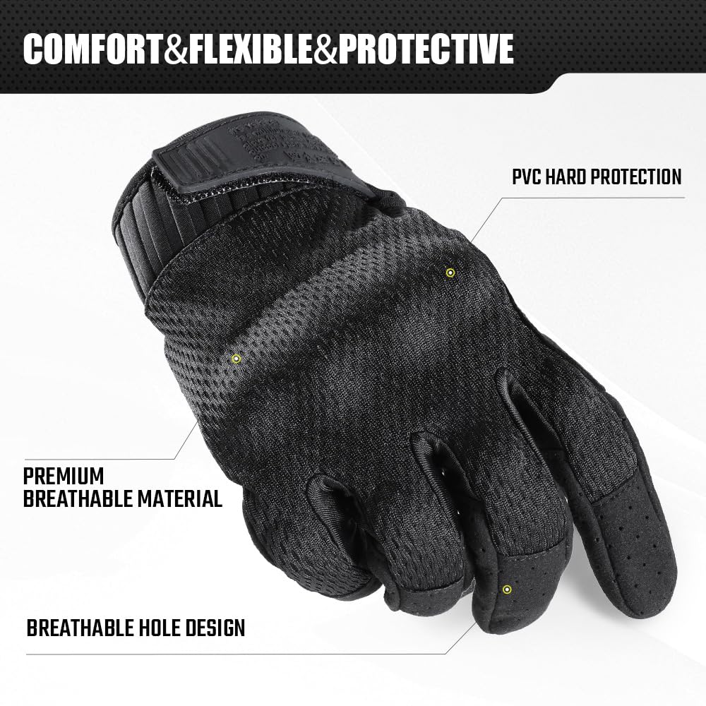 AXBXCX Upgraded Tactical Gloves for Men - Camouflage Breathable Summer Touchscreen Full Finger Work Gloves for Outdoor Sports, Shooting, Cycling & Motorcycle Riding