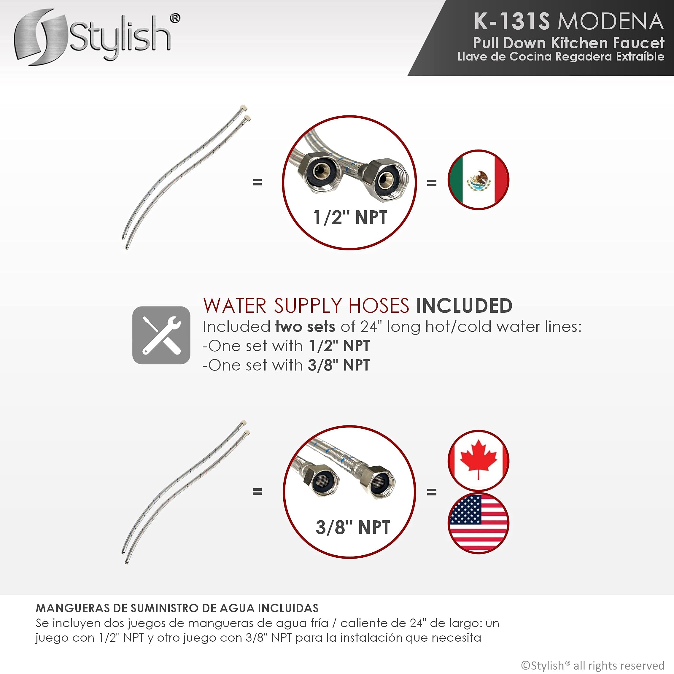 Stylish Brushed Stainless Steel Kitchen Faucet with Sprayer - Perfect for Modern Kitchens