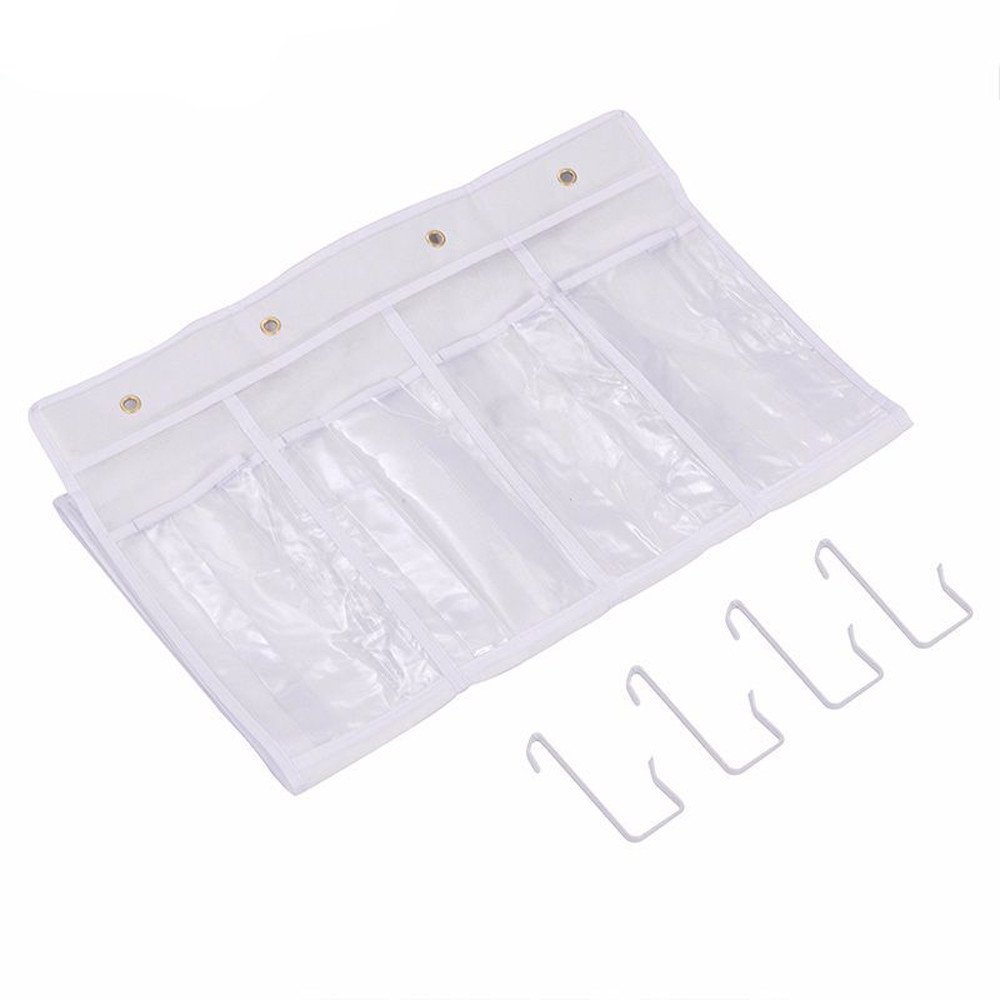 LACACA Clear Shoe Organizer - 24 Pockets Over The Door Hanging Storage Bag for Closet, Bathroom & Bedroom Organization (White, One Size) - Perfect for Shoes, Accessories, Toys & Small Items