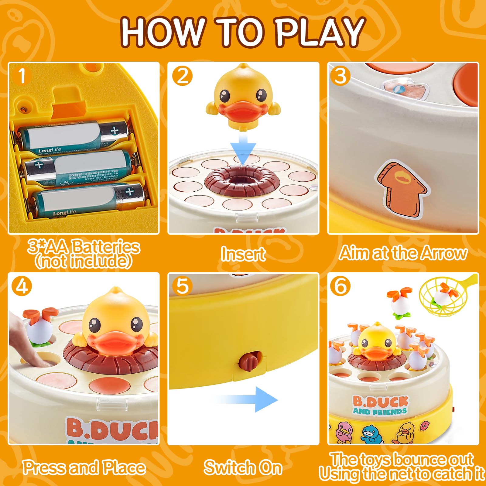 B.Duck Catch & Bounce Game for Kids 3-6 - Outdoor Birthday Gift for Boys Girls