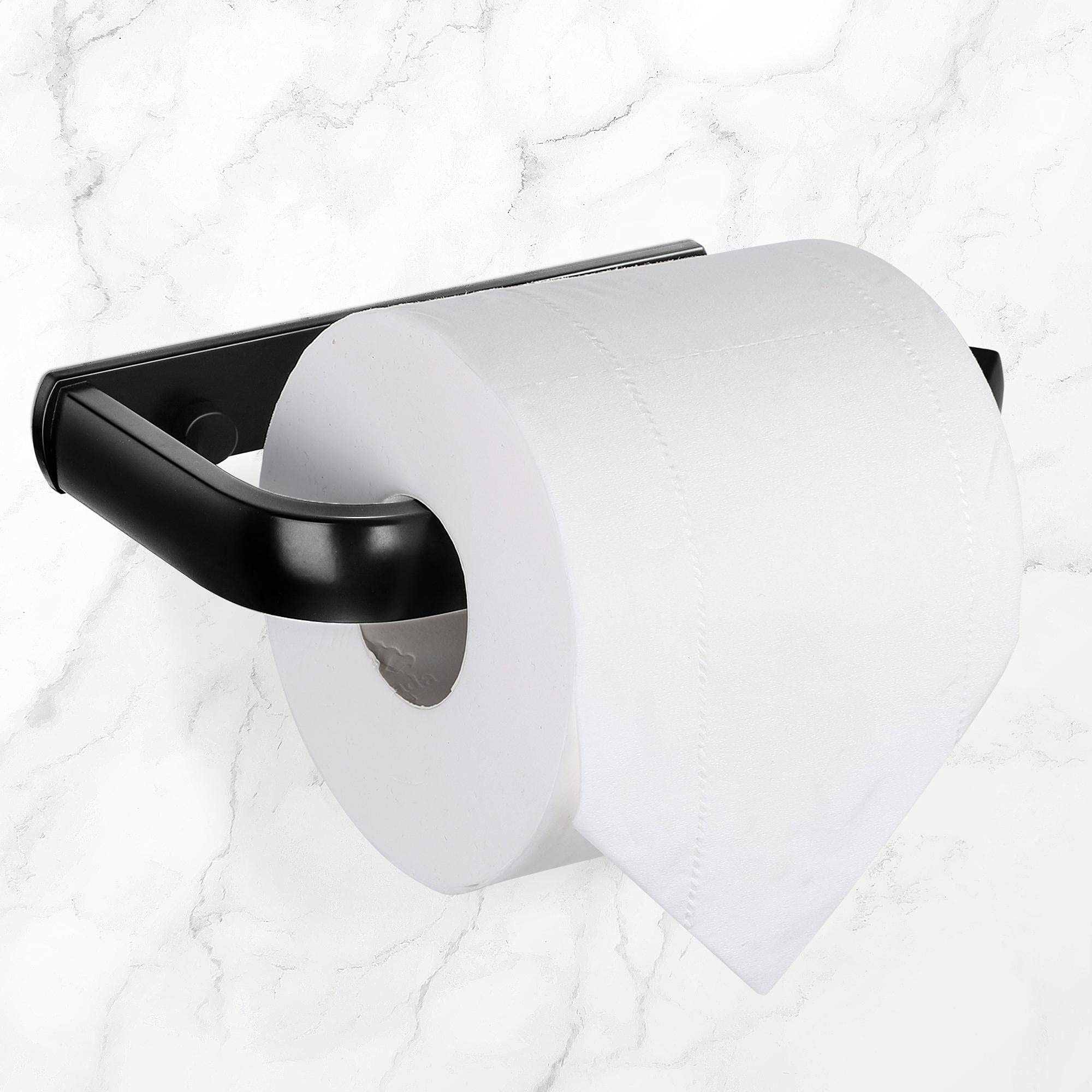 uxcell Wall Mounted Toilet Paper Holder - Aluminum Alloy Bathroom Tissue Dispenser with Waterproof Matte Black Finish for Home, Kitchen & Office Use