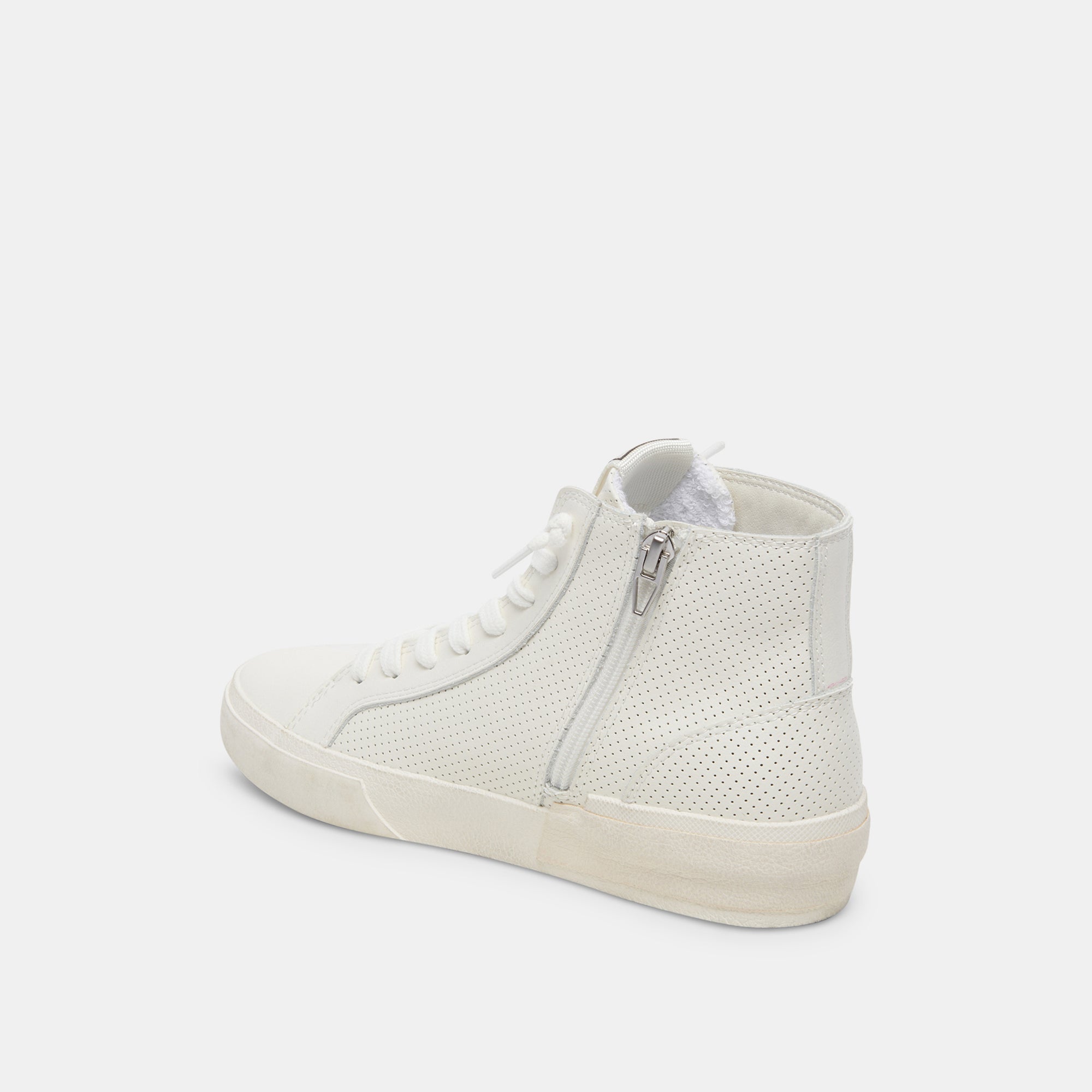 ZOHARA Women's White Perforated Leather Sneakers - Breathable Comfortable Casual Shoes for Walking, Running & Everyday Wear