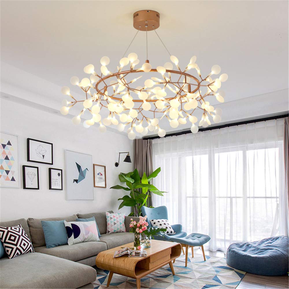 NIUYAO 81-Light Sputnik Firefly LED Chandelier - Modern Rose Gold Branch Pendant Lighting Fixture with Bulbs Included | Perfect for Dining Room, Living Room & Bedroom Decor