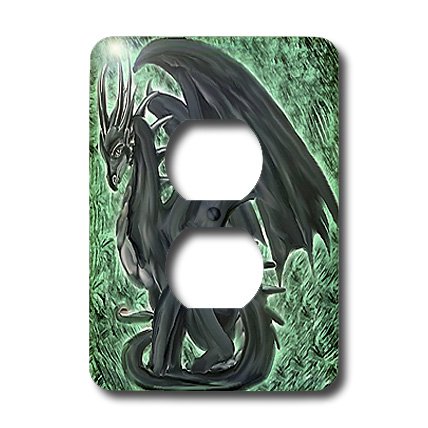 3D Rose Night Dragon 2 Outlet Cover - Decorative Electrical Plug Cover for Home, Office & Kids Room Safety - Halloween Decor & Fantasy Themed Room Accessories