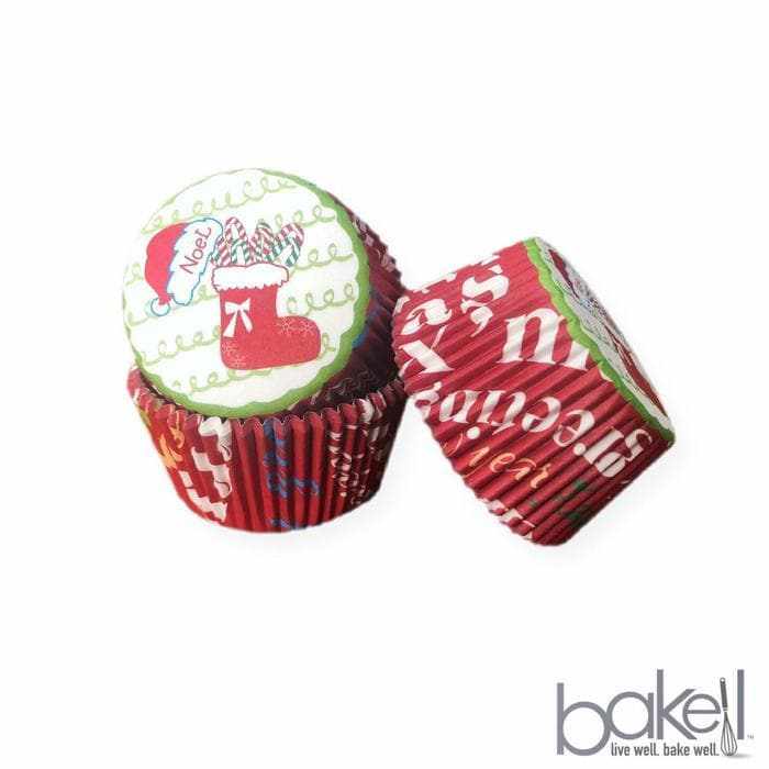 Christmas Stocking Standard Size Cupcake Wrappers & Liners - Holiday Baking Supplies for Christmas Party, Home Decor & Gift Wrapping