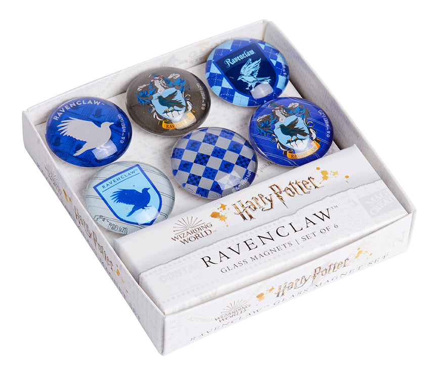Harry Potter Ravenclaw Glass Magnet Set - Set of 6 House Crest Refrigerator Magnets for Fans, Collectors & Home Decor | Perfect for Gifts, Office, Dorm & Kitchen Organization