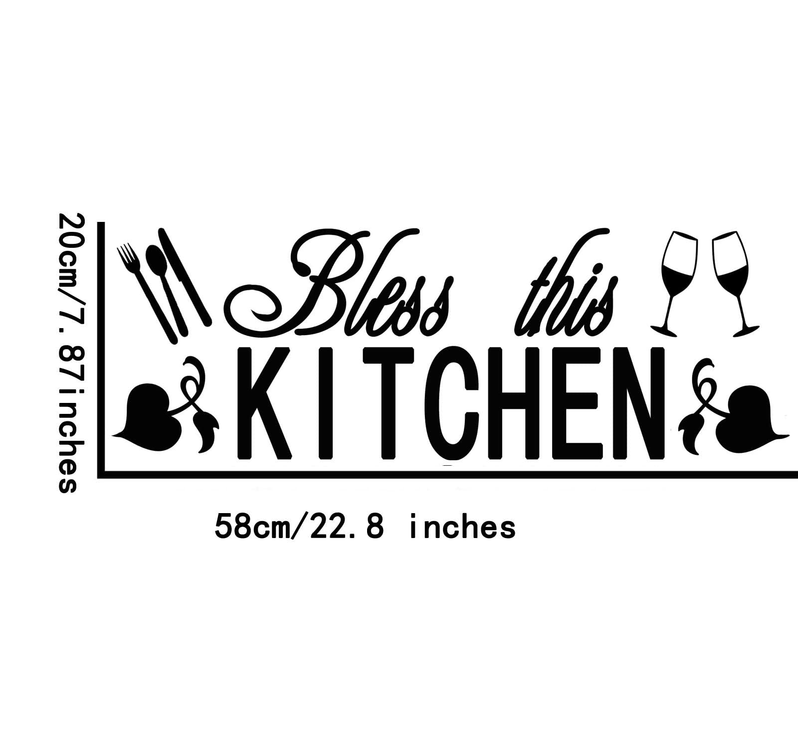 BIBITIME Removable Vinyl Wall Decals - Inspirational Kitchen Quotes & Floral Art Stickers for DIY Home Decor - Perfect for Dining Room, Baking Area, Bar & Restaurant Wall Styling