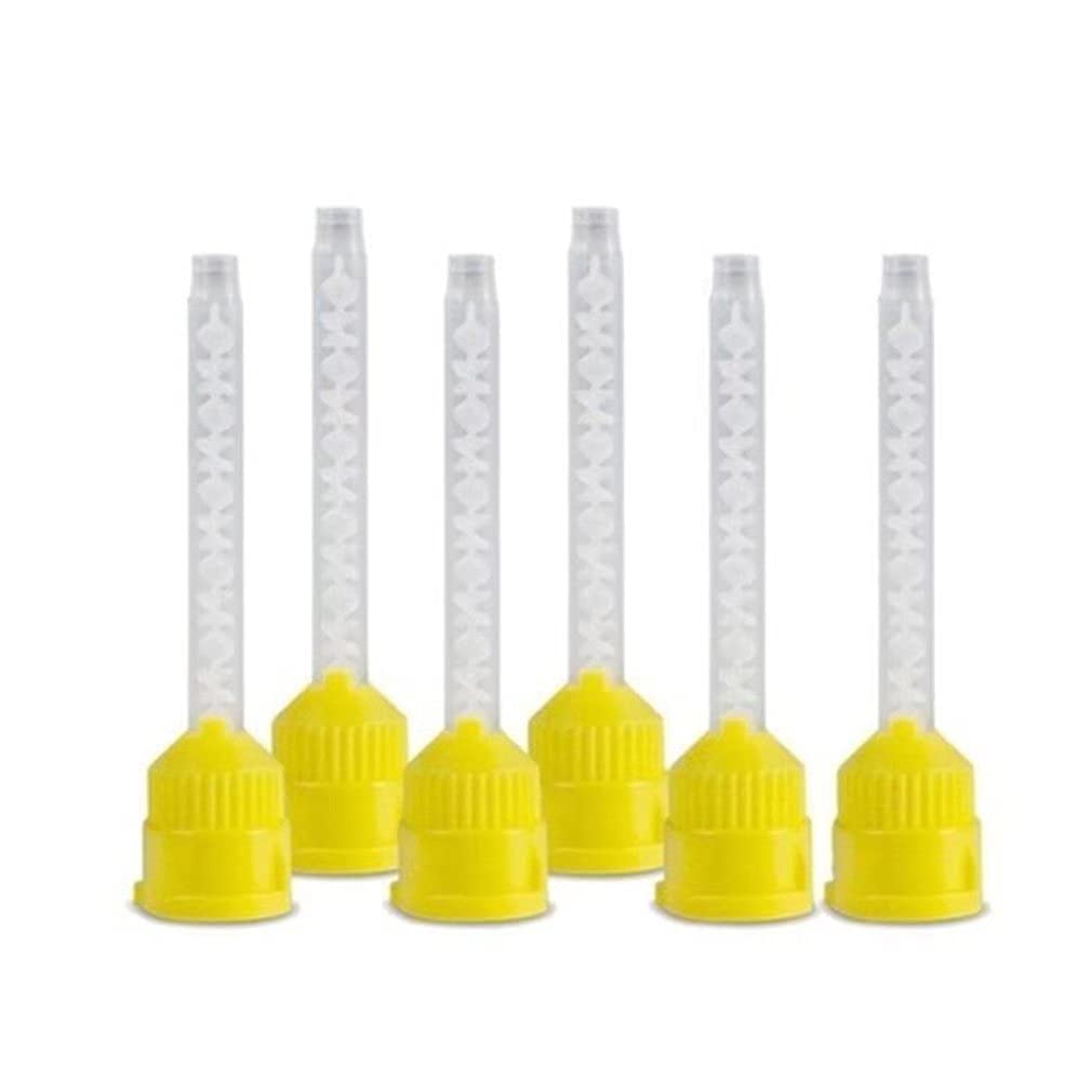 4.2mm Disposable Silicone Rubber Mixing Tips (Yellow, 100 Pack) - Perfect for Dental Impression, Epoxy Resin & Adhesive Applications