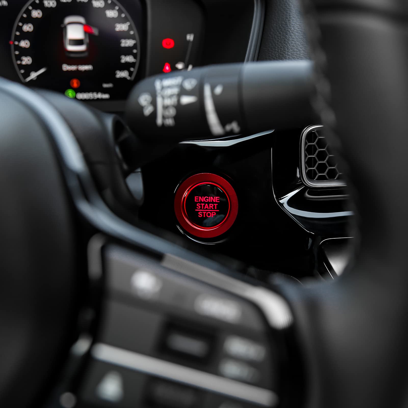 Compatible with Honda Civic Accord CR-V HR-V 2023-2025 | 11th Gen Civic Accessories | Red Car Center Console Cover & AC Knob Engine Start Cover Rings | Interior Upgrade for Enhanced Driving Experience
