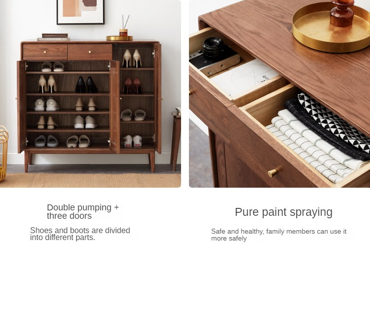 Solid Oak Wood Shoe Storage Cabinet - Modern Entryway Organizer with Ventilation Holes | Perfect for Small Spaces, Hallway, Mudroom & Apartment Entry