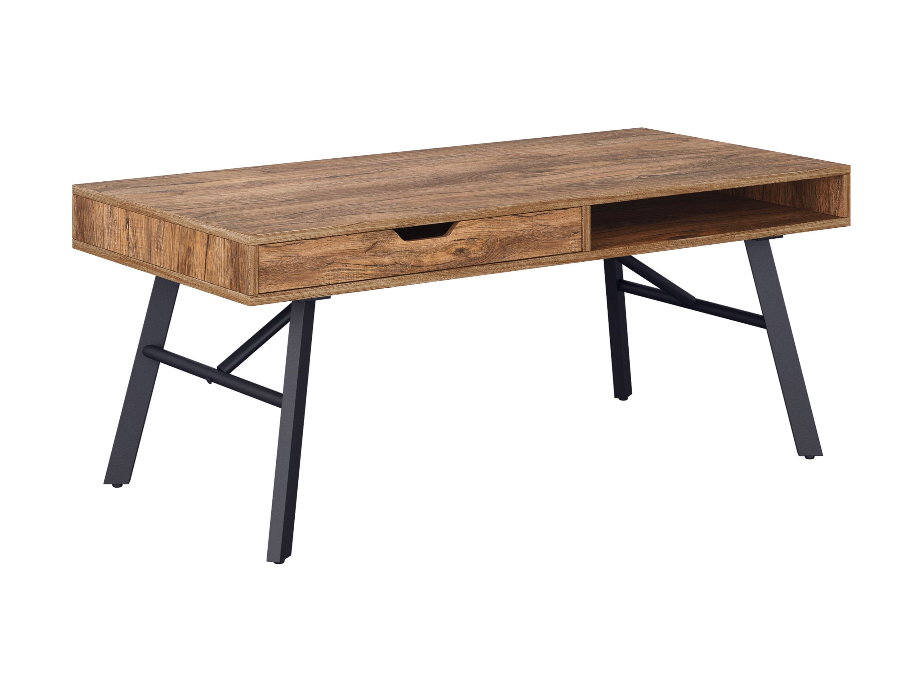 Rustic Brown Solid Wood Coffee Table for Living Room - Farmhouse Style Center Table with Storage Shelf for Home Decor