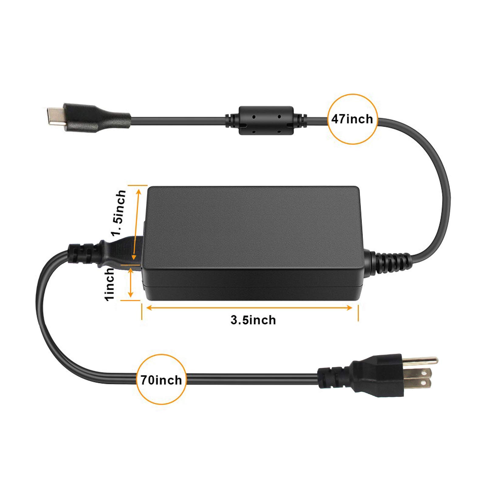 65W USB-C Fast Charger for HP Chromebook X360 14, Lenovo ThinkPad T480/T490s, Google Pixelbook - Compatible with Multiple Laptops & Devices | Perfect for Home, Office & Travel Charging