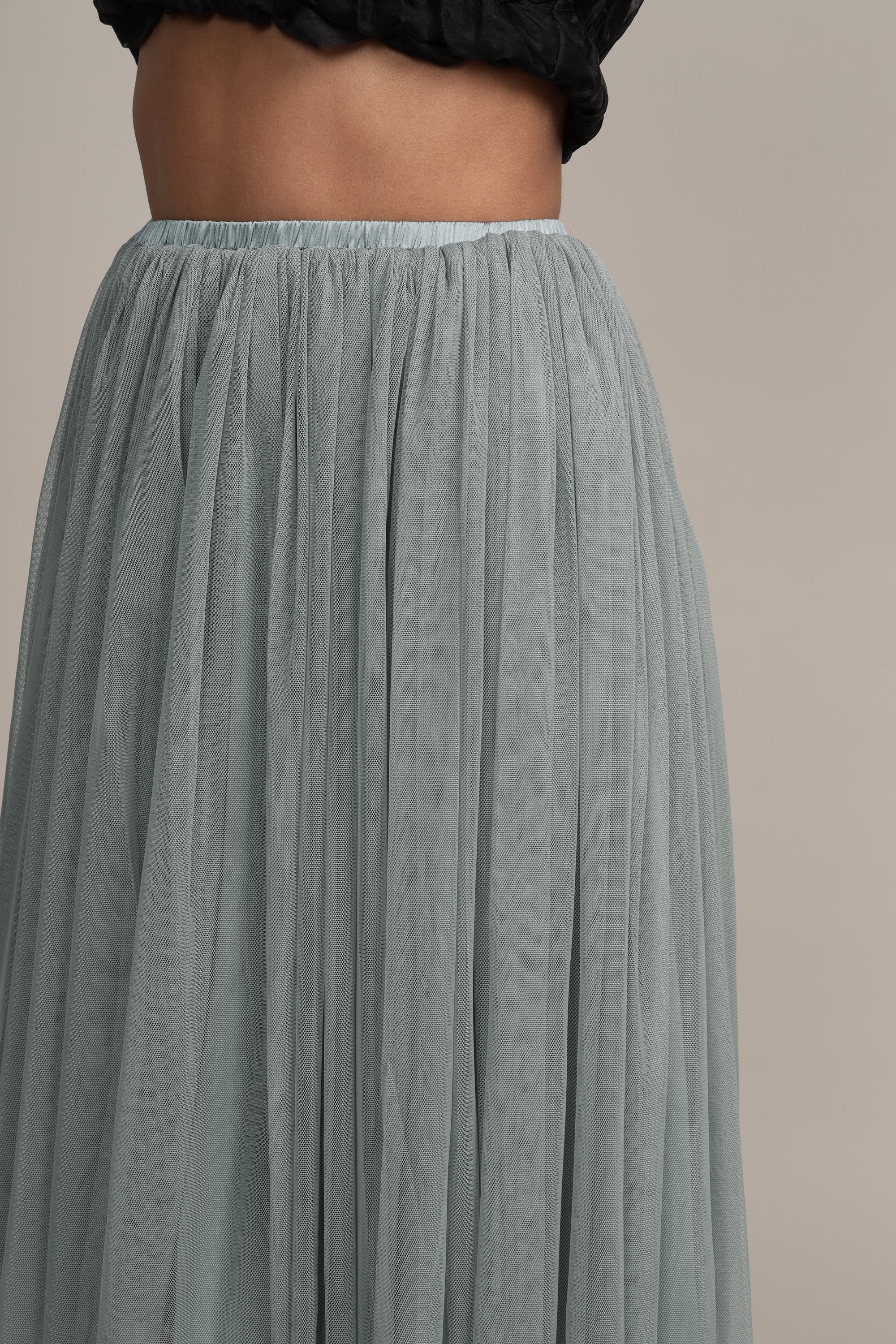 Valentina Skirt in Teal Grey - Women's A-Line Midi Skirt with Pockets | Perfect for Office, Date Night & Casual Outfits