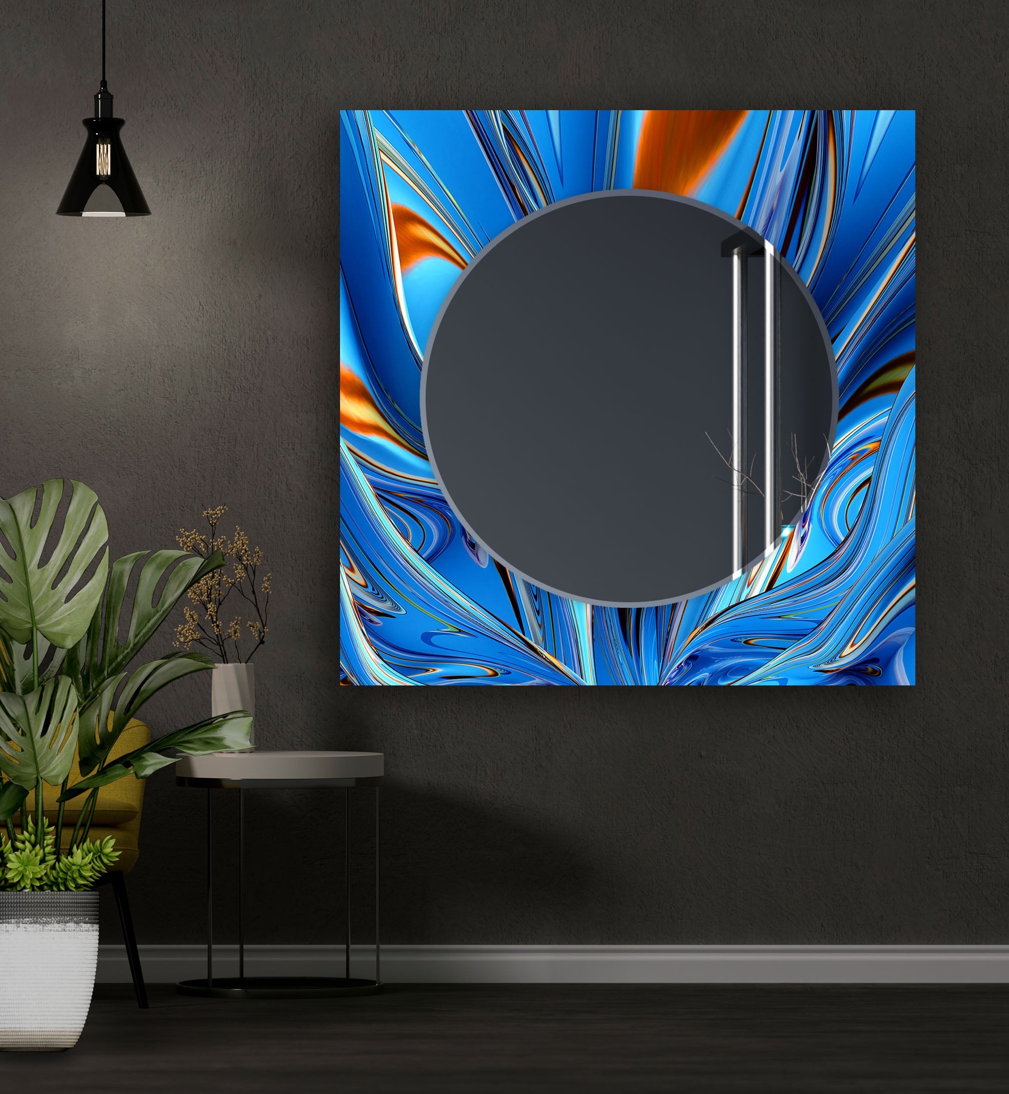 Blue Marble Abstract Wall Mirrors - Modern Decorative Mirror for Living Room, Bedroom & Entryway - Shatterproof Glass with Elegant Design