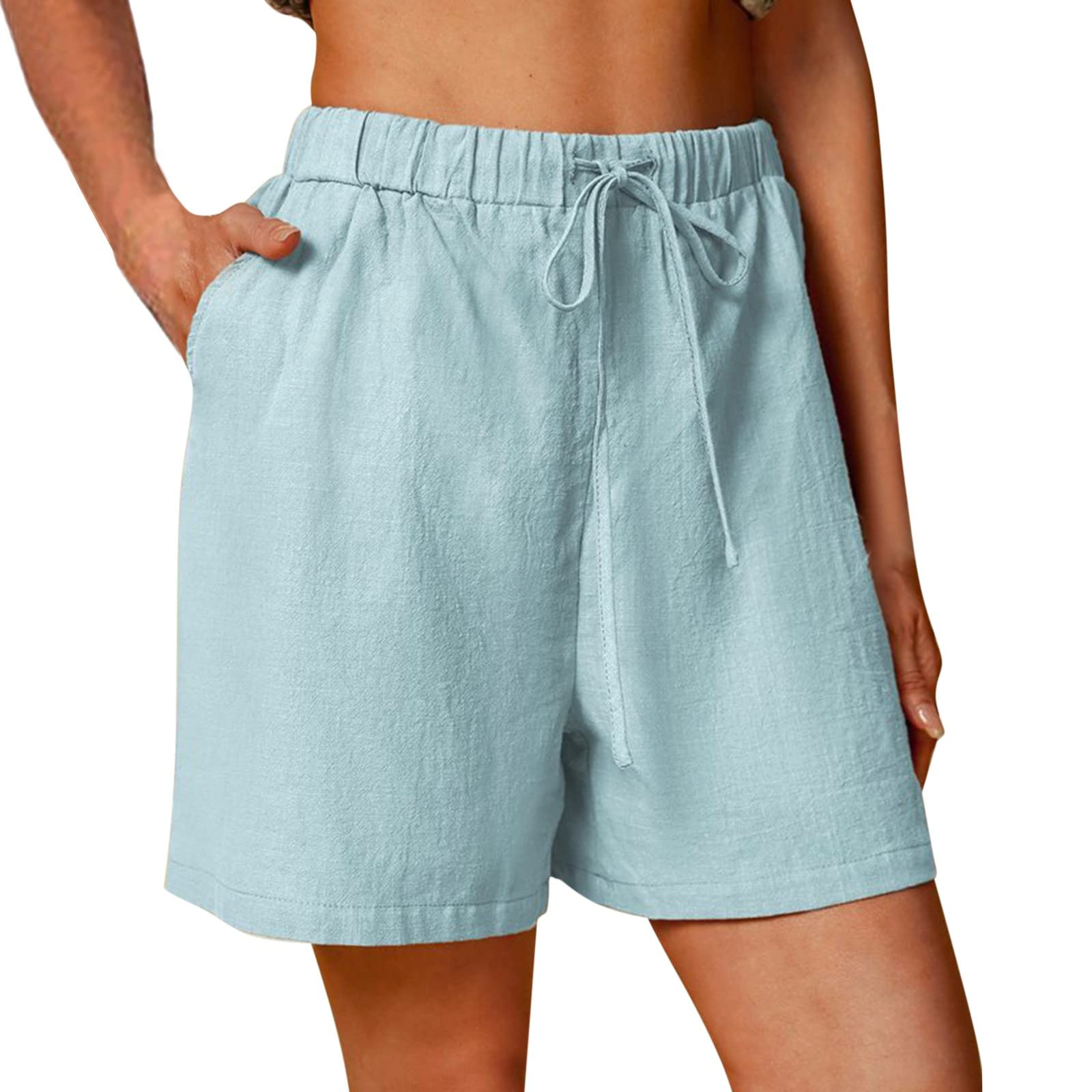 **Plus Size Women's Cotton Drawstring Shorts - Stylish & Comfy Outdoor, Paddy & Travel Shorts with Pockets - Perfect for Hiking, Beach & Casual Wear**