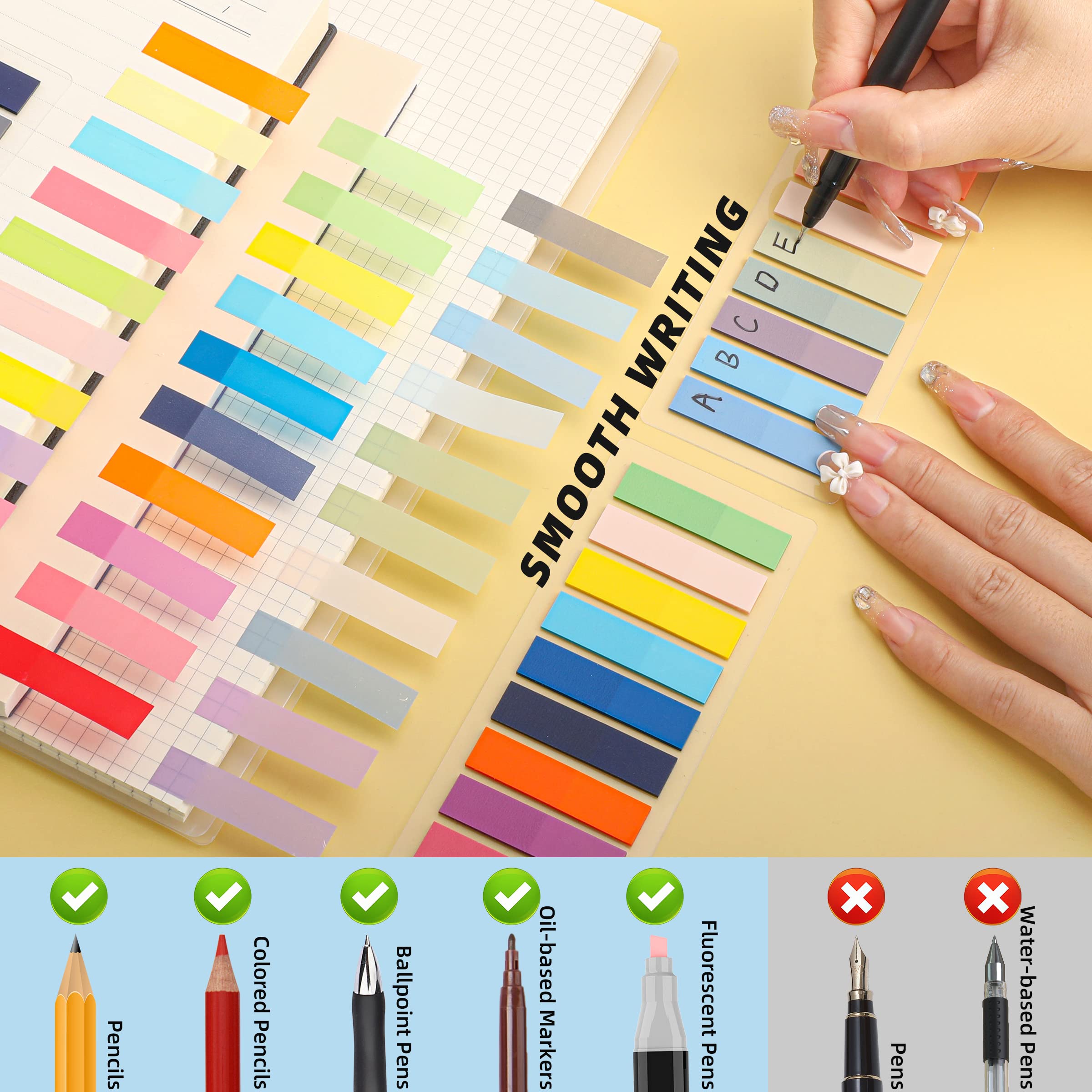2800-Pcs Morandi Translucent Sticky Note Tabs - Repositionable Book Flags & File Index Tabs for Annotating Books, Organizing Documents | Perfect for Students, Office Work & Bible Study Note Taking