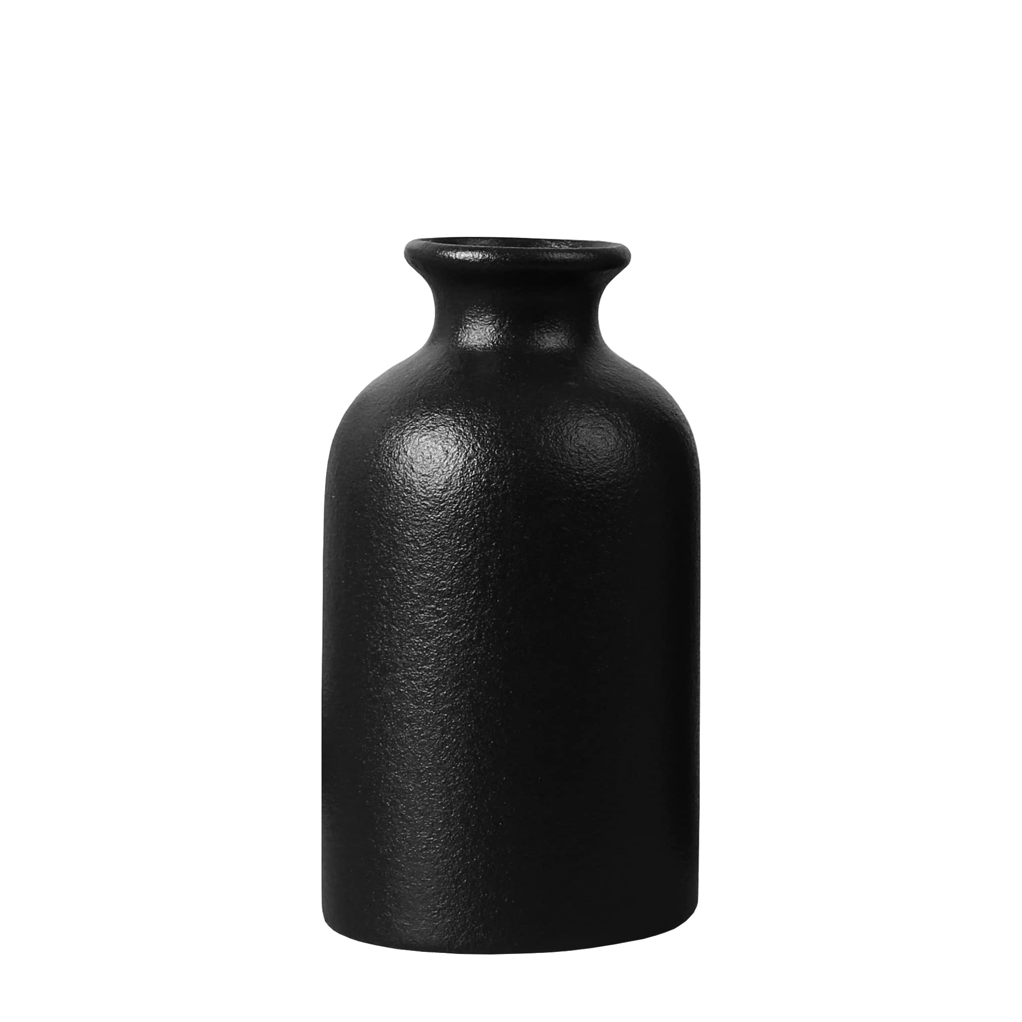 Ceramic Dry Flower Vase - 4.8 Inch Modern Black Home Decor for Living Room, Wedding Centerpiece & Photo Shoot Props - Perfect Gift for Housewarming & Special Occasions