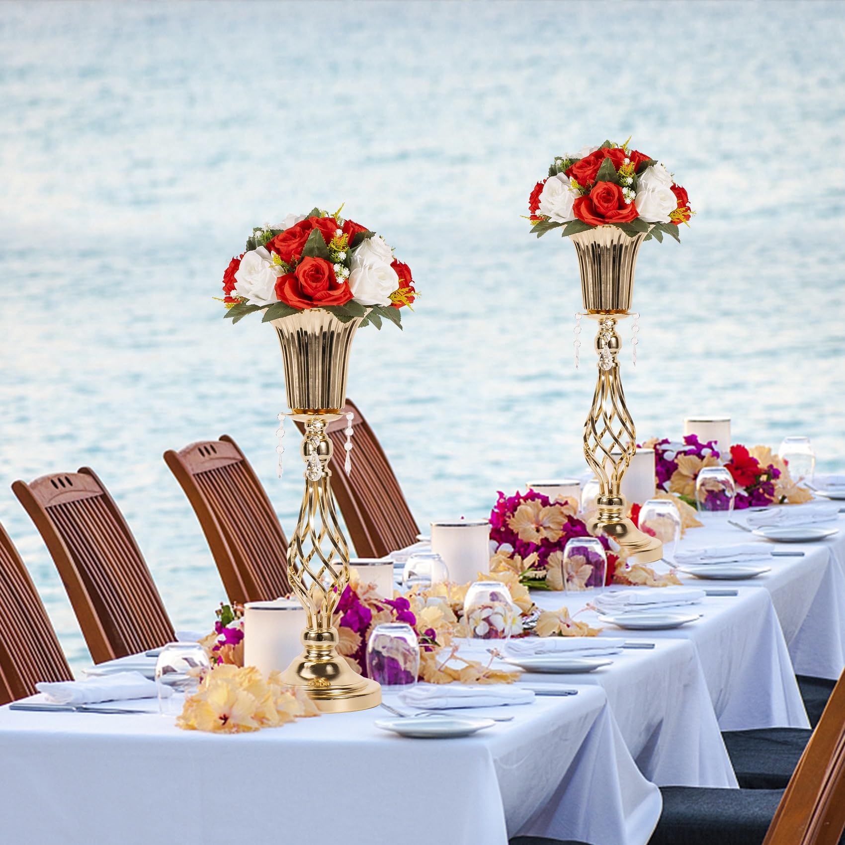 10Pcs Gold Wedding Flower Stand Centerpieces for Tables - 23.2in Tall Floral Vase Stands for Party, Birthday, Home Decor - Perfect for Wedding Receptions, Anniversary Celebrations & Event Table Decorations