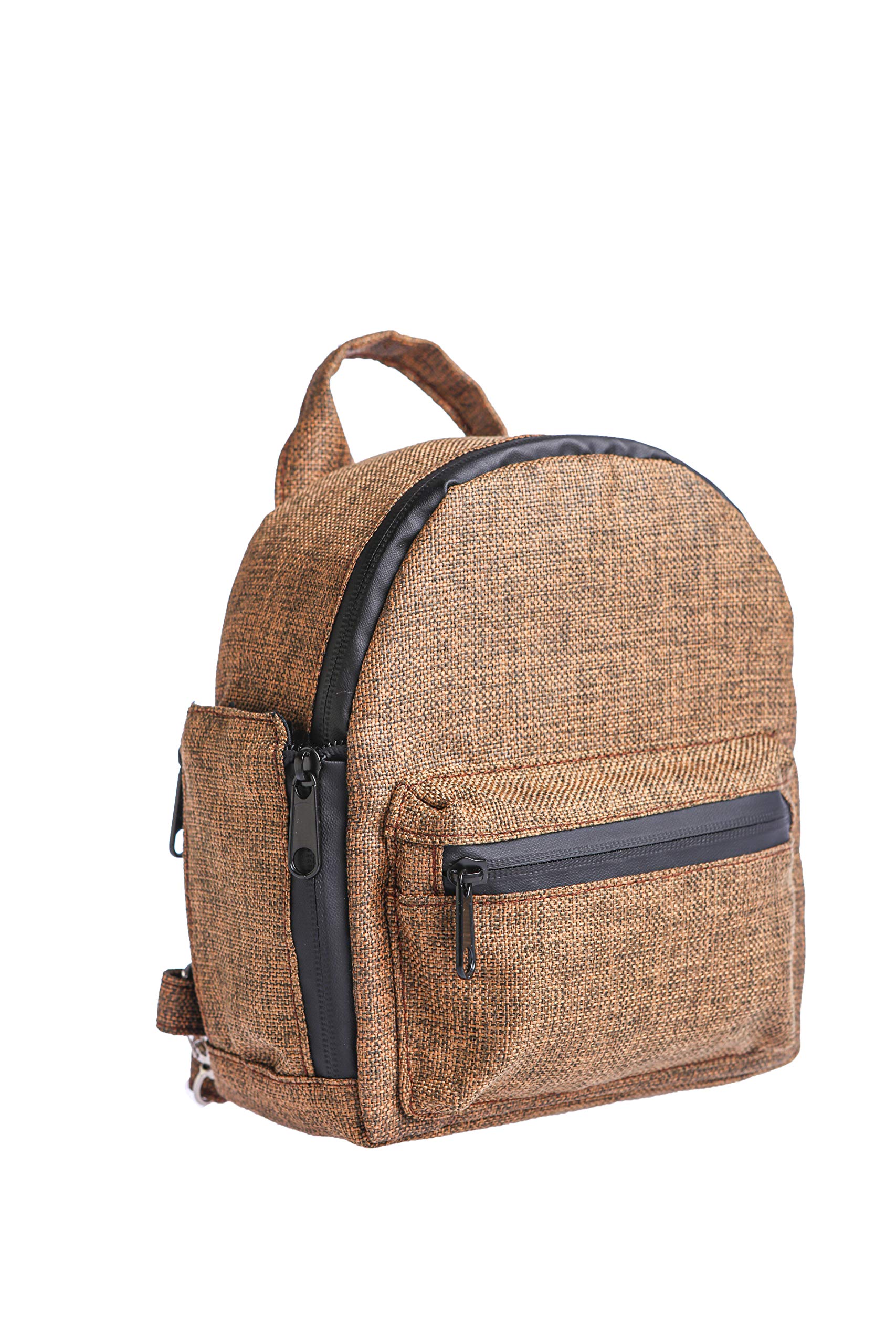 Hemp Smell Proof Locking Backpack - Natural Handmade Anti-Theft Bag with Secret Compartment - Odor Resistant & Dog Tested - Mini Backpack for Men & Women (Brown) - Perfect for Travel, Hiking & Outdoor Adventures
