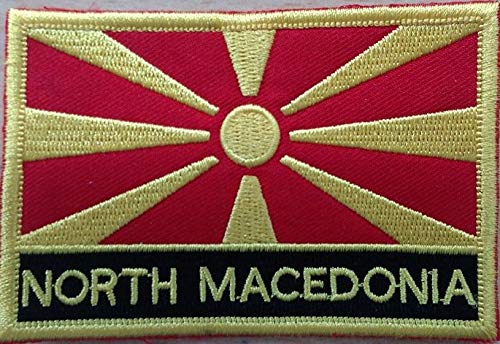 North Macedonia Flag Embroidered Patch - Sew On or Iron On Badge for Jackets, Hats, Bags - Durable Embroidered Rectangular Flag Patch for DIY Crafts, Costumes & Patriotic Displays
