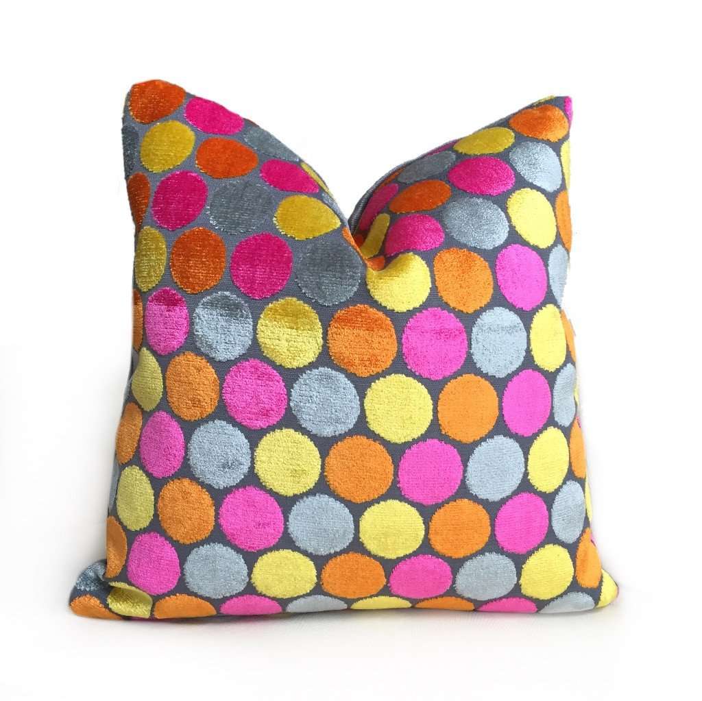 Kendall Multicolor Velvet Polka Dot Pillow Cover - Soft Decorative Cushion Case for Sofa, Bed, Living Room & Home Decor