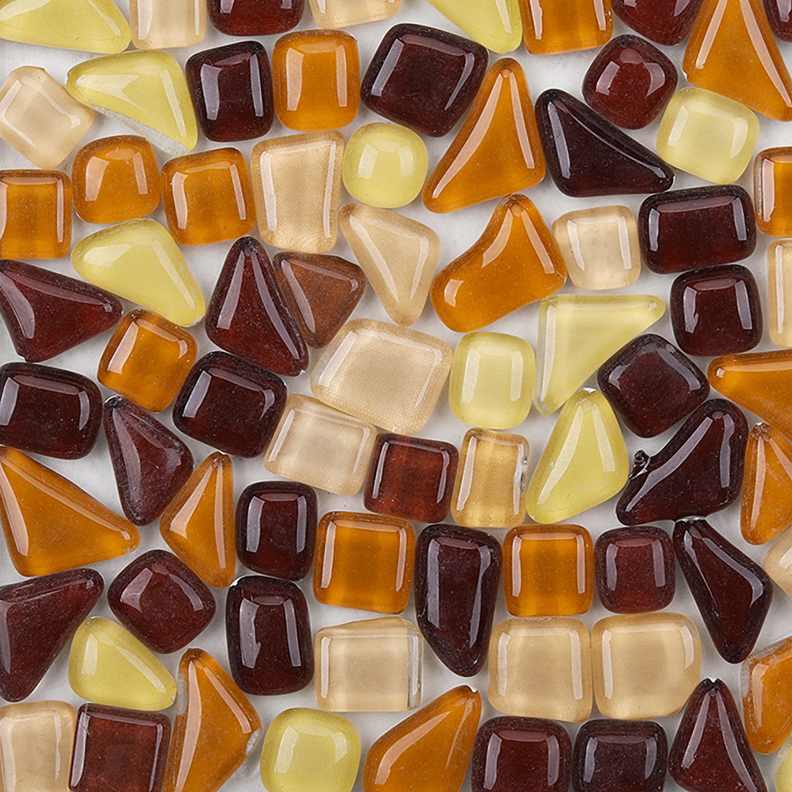 Crystal Glass Mosaic Tiles 200g Pack - Irregular Coffee Mix Tiles for DIY Crafts, Home Decor, Picture Frames, Flower Pots & Tableware | Perfect for Bathroom Backsplash, Kitchen Decor & Art Projects