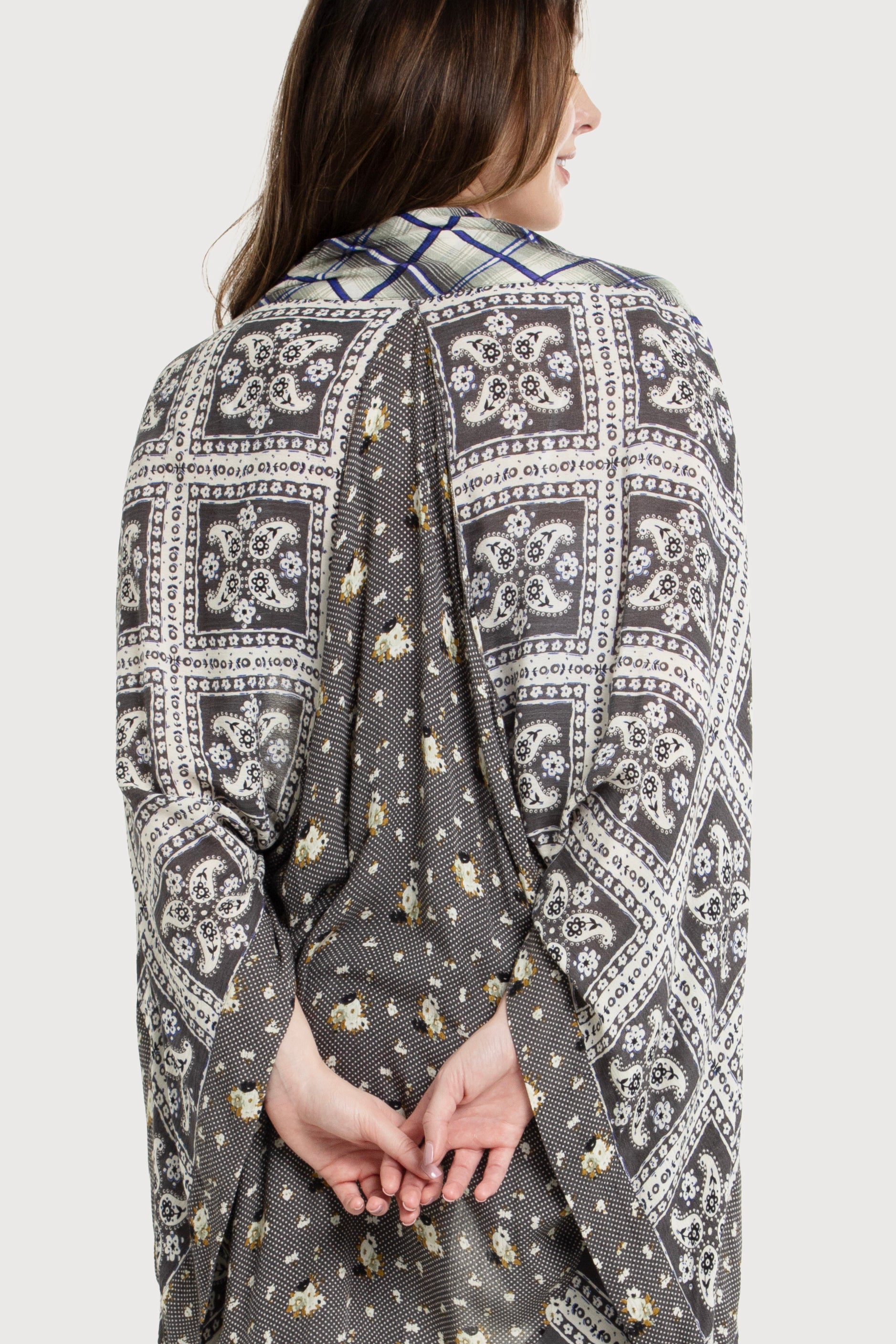 Floral Paisley Patchwork Cut Out Kimono Cardigan - Boho Chic Lace Trim Cover Up for Women - Perfect for Beach, Festival, and Summer Outfits