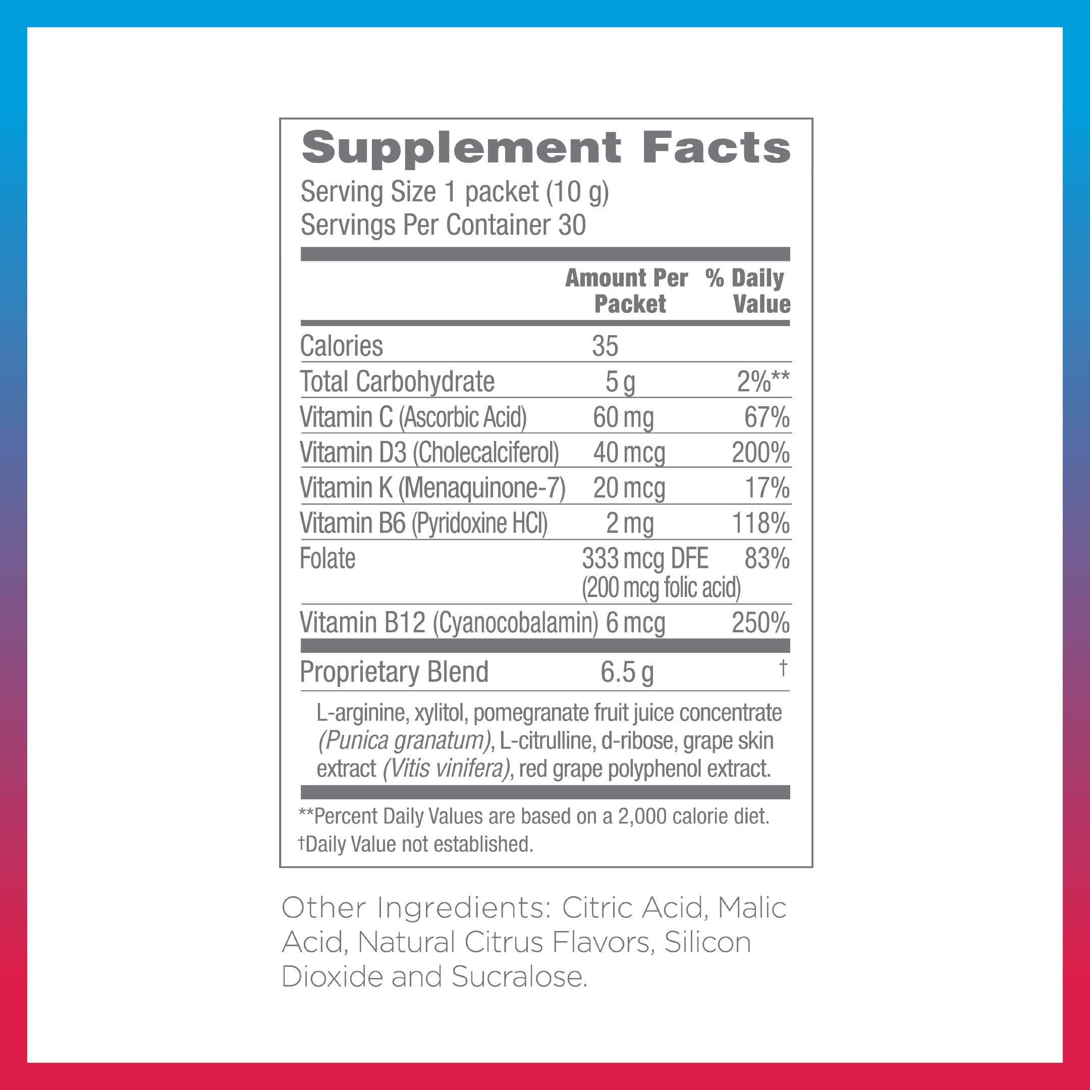 Synergy ProArgi-9 Plus L-Arginine Complex Dietary Supplement - Citrus Berry Flavor - 30 Packets | Heart Health & Circulation Support | Pre-Workout & Post-Workout Recovery