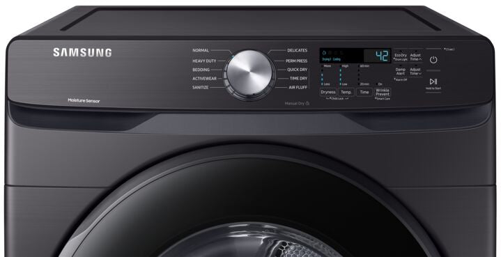 Samsung 7.5 cu.ft Smart Electric Dryer - Black Stainless Steel (Model DVE45T6005V/AC) for Large Family Laundry | Energy Efficient & Ultra Capacity | Perfect for Homes, Apartments & Laundromats