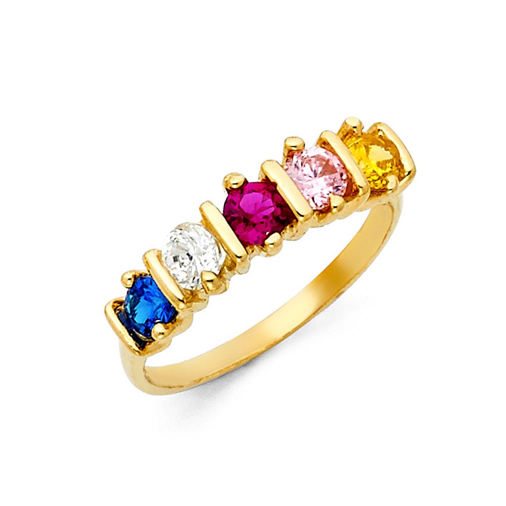 14K Yellow Gold Cubic Zirconia CZ Mothers Ring - Elegant Fashion Jewelry for Women, Anniversary Gift, Wedding, Birthday & Special Occasions