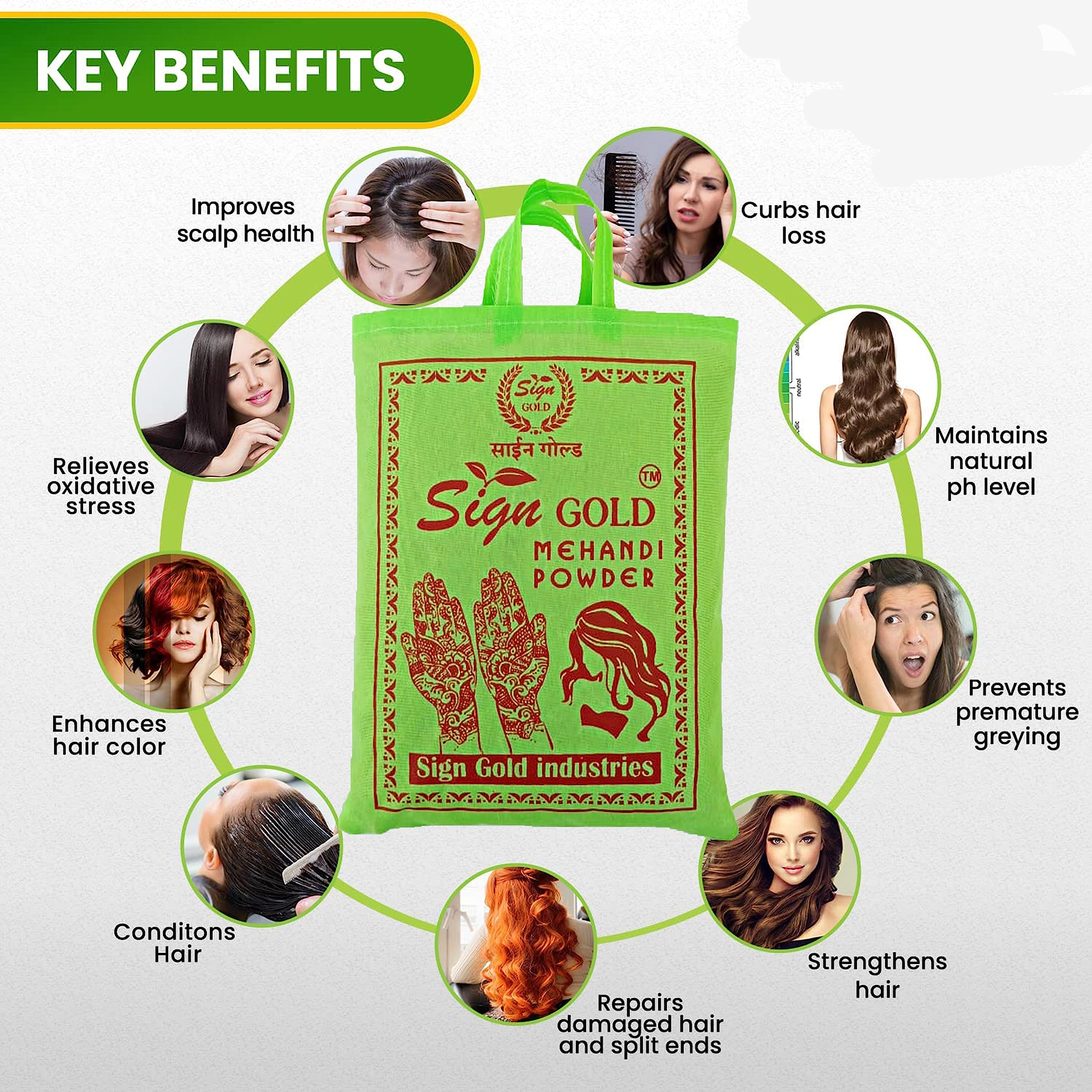 Premium Gold Henna Powder for Natural Hair Dye & Conditioning | Safe & Organic Herbal Hair Color for DIY Styling at Home
