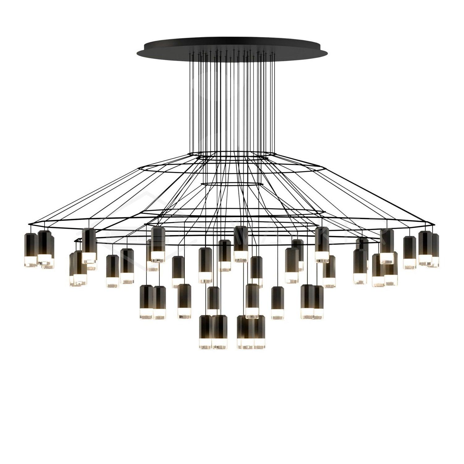 Elegant Crystal Lines Chandelier - Modern Ceiling Light Fixture for Dining Room, Living Room & Bedroom | Perfect for Home Decor & Wedding Venues