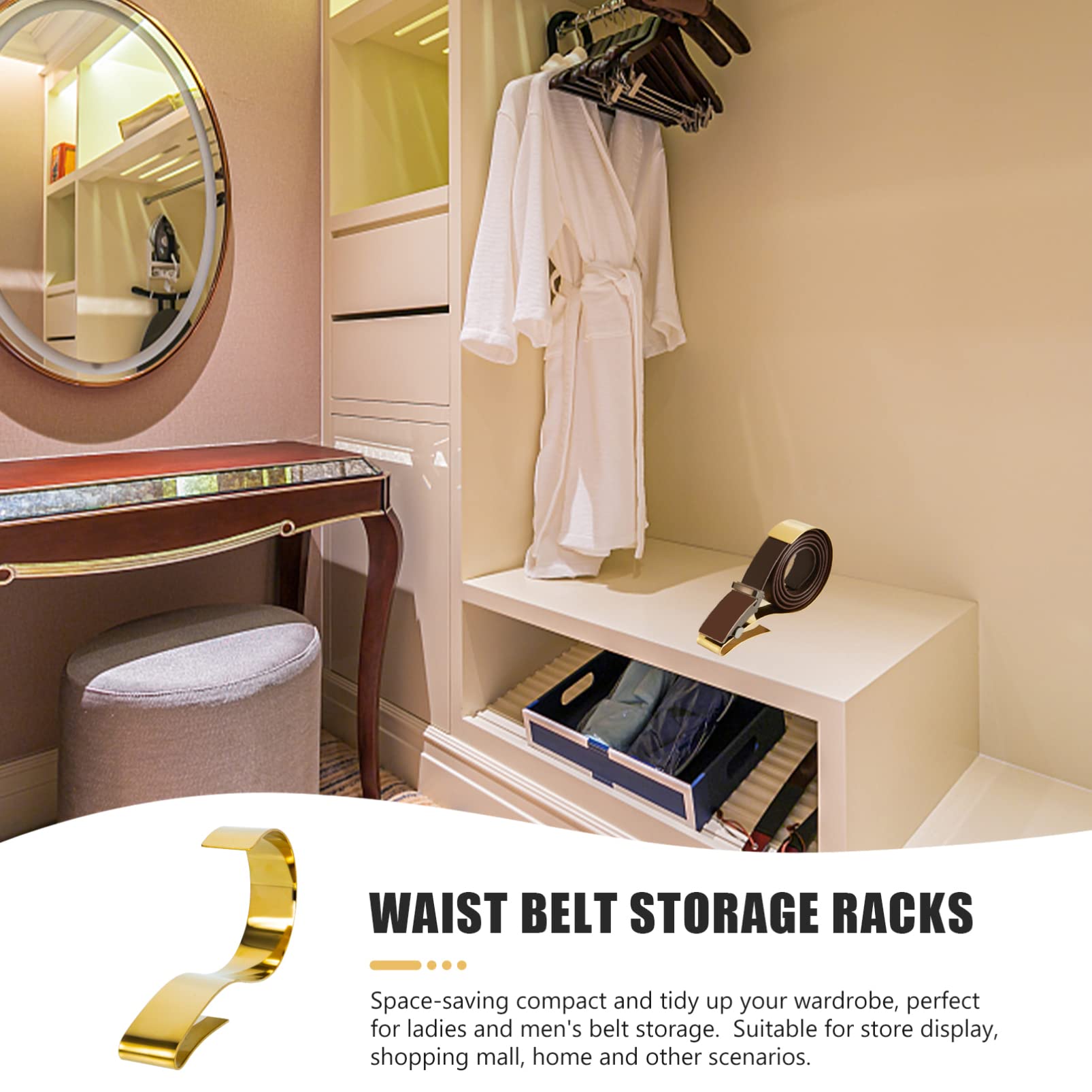 Premium Stainless Steel Belt Display Stand - Heavy Duty Belt Organizer & Storage Rack for Closet, Retail Store | Space Saving Belt Holder for Home & Commercial Use | Golden Finish for Elegant Display
